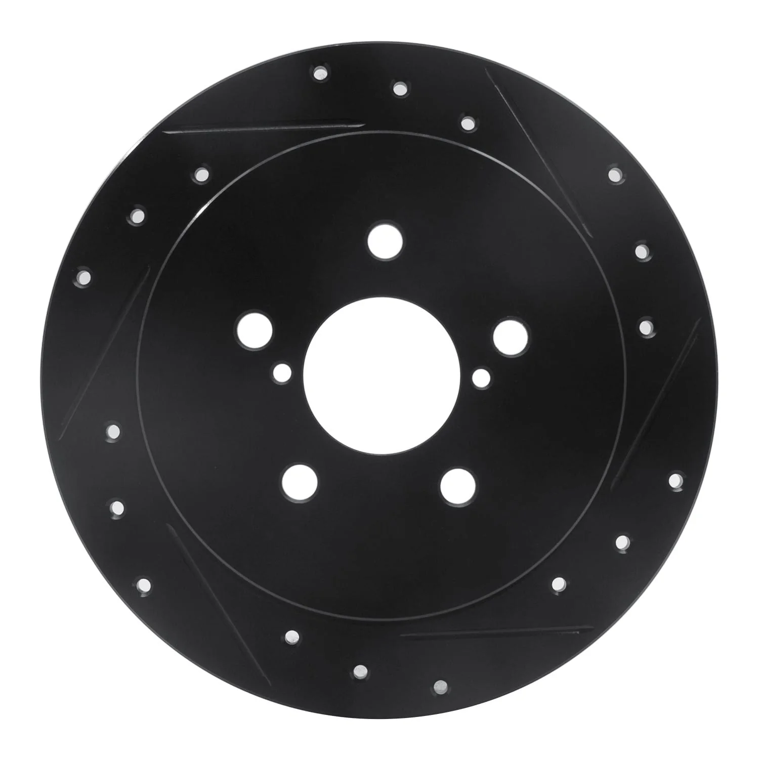 R1 Concepts 05-09 Subaru Legacy Rear Right Drilled & Slotted Black Brake Rotor