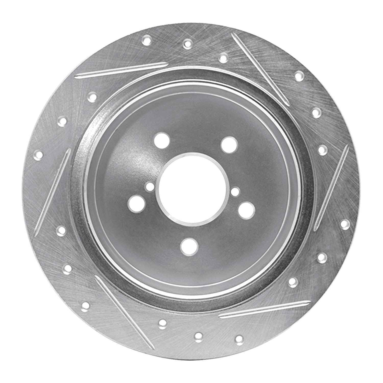 R1 Concepts 05-09 Subaru Outback Rear Left Drilled & Slotted Silver Brake Rotor - Image 2