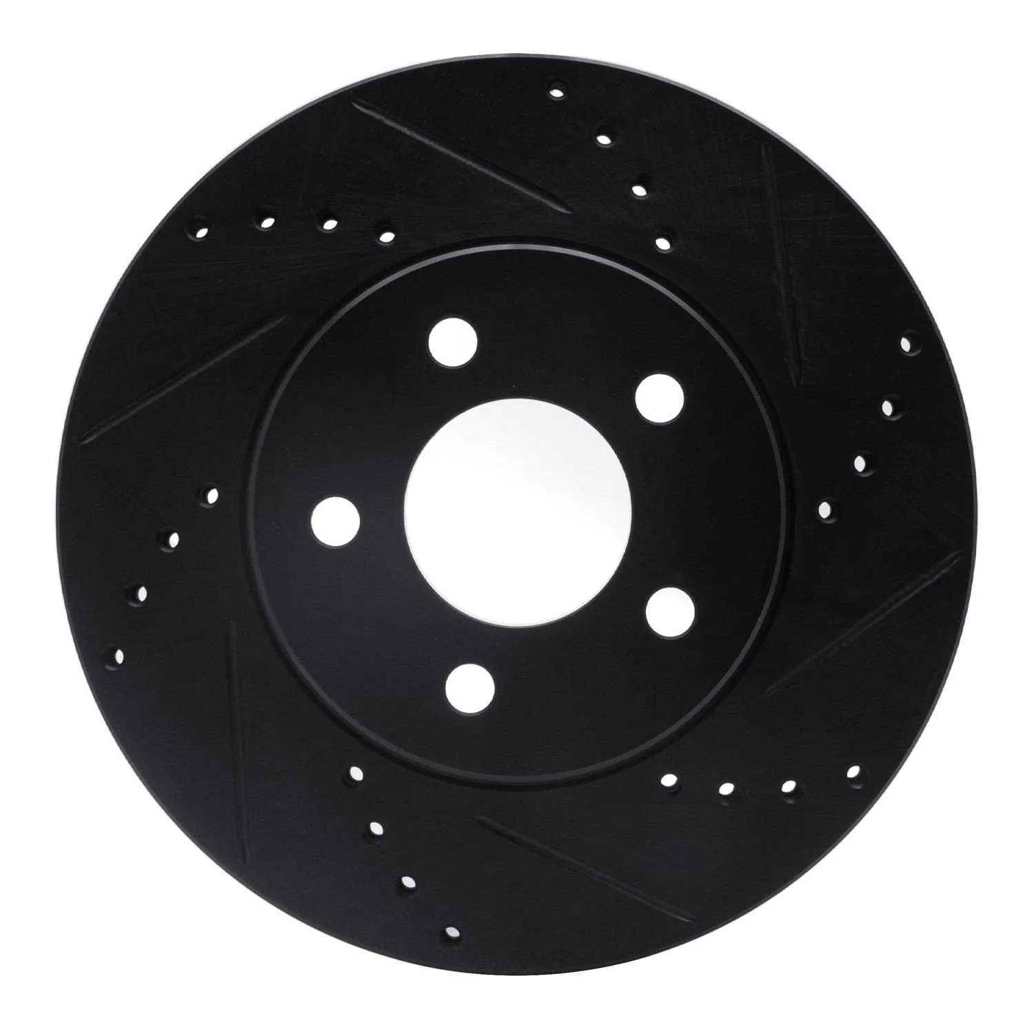 R1 Concepts 05-10 Ford Mustang Front Right Drilled & Slotted Black Brake Rotor