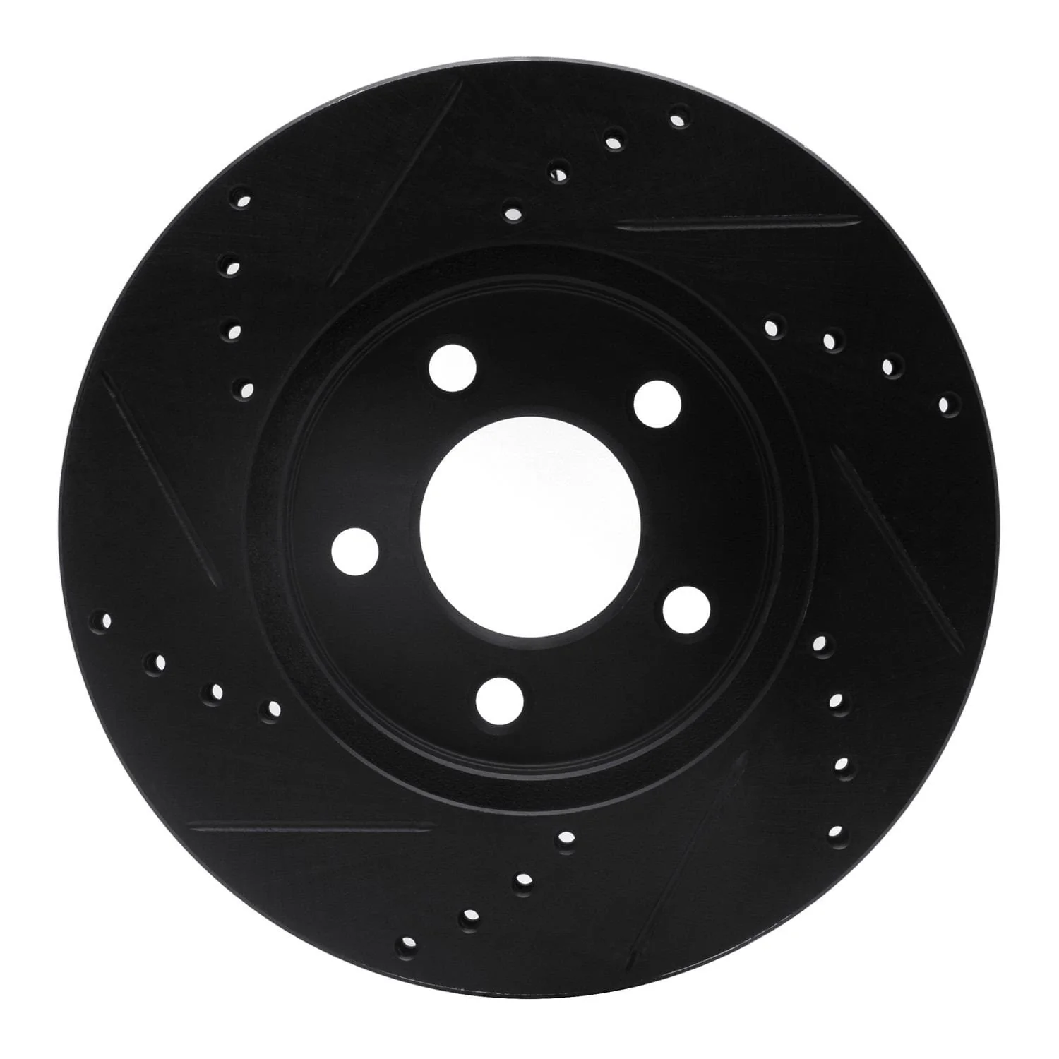 R1 Concepts 05-10 Ford Mustang Front Right Drilled & Slotted Black Brake Rotor - Image 2