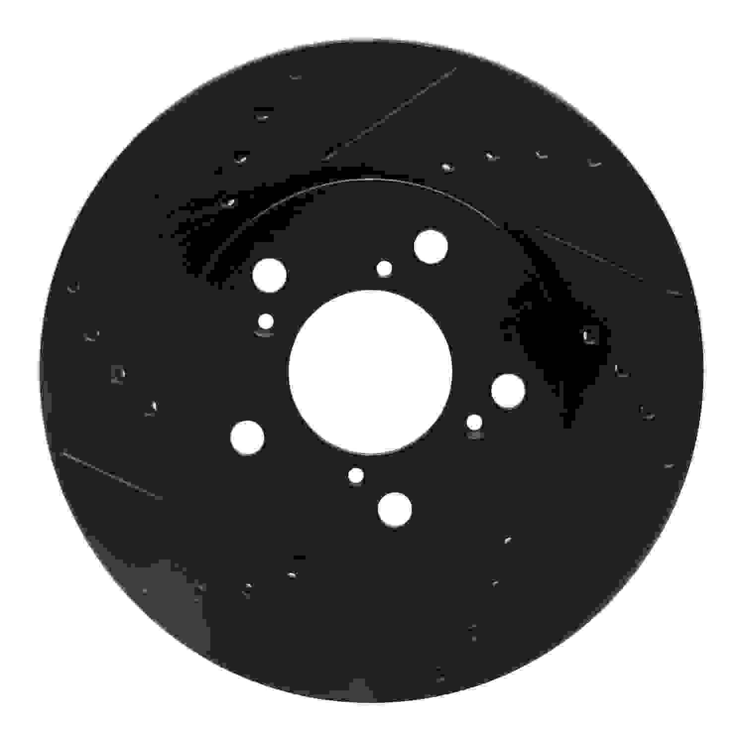 R1 Concepts 05-10 Honda Odyssey Front Left Drilled & Slotted Black Brake Rotor