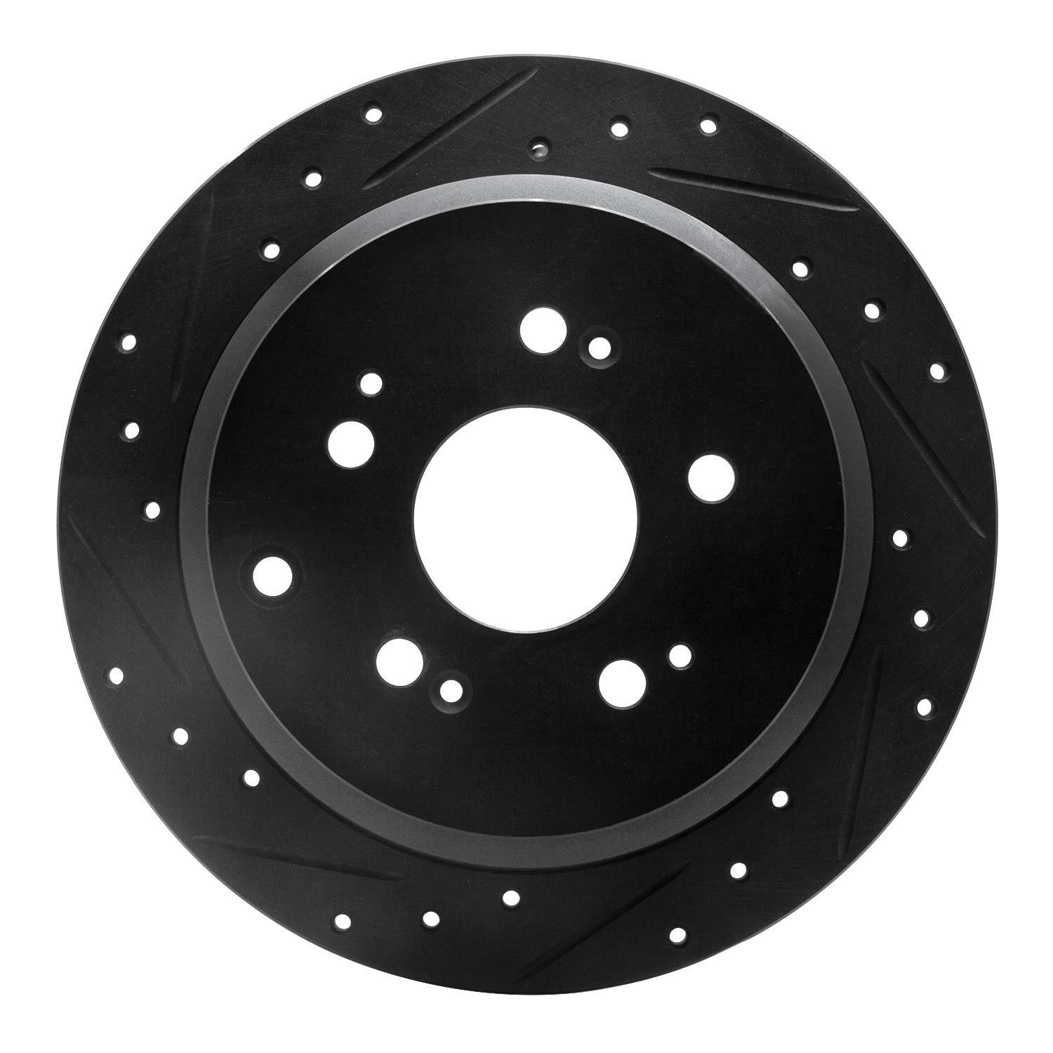 R1 Concepts 05-10 Honda Odyssey Rear Left Drilled & Slotted Black Brake Rotor
