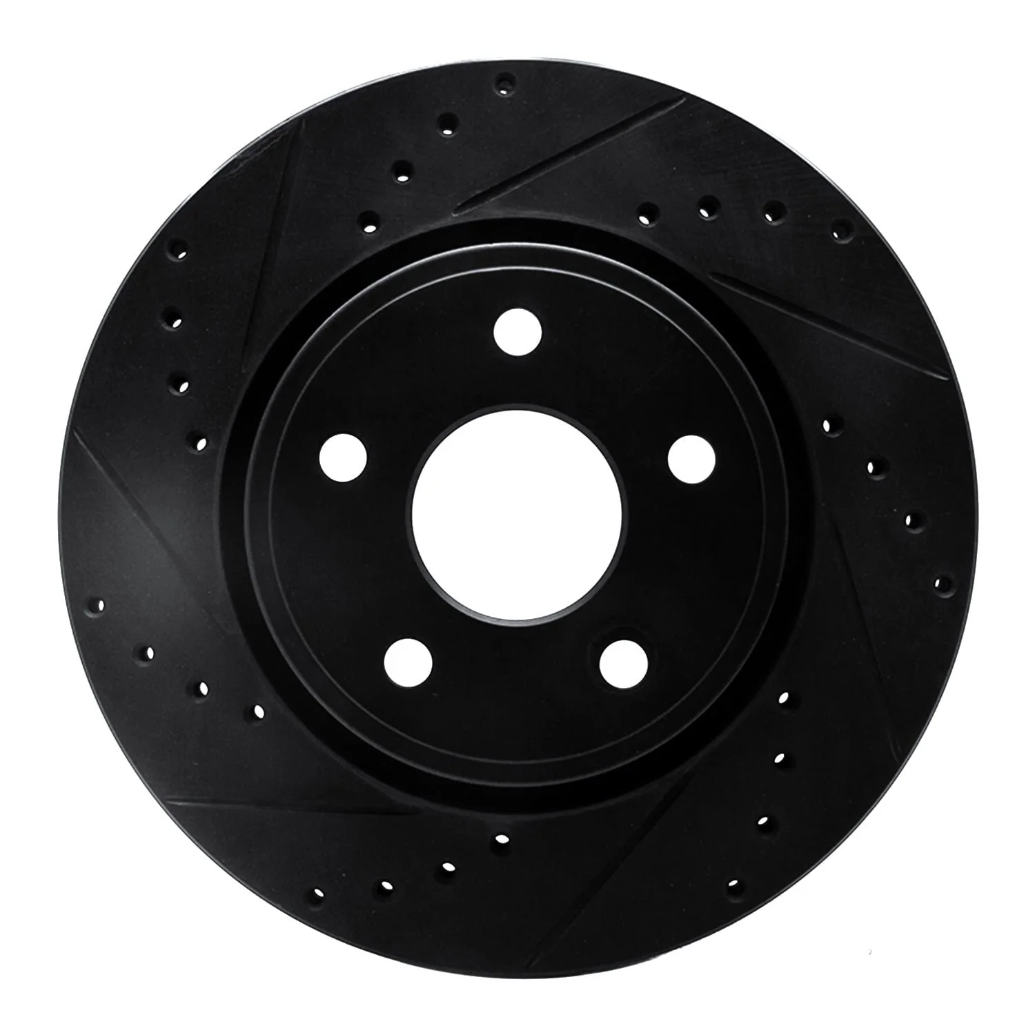R1 Concepts 05-10 Jeep Commander Front Left Drilled & Slotted Black Brake Rotor