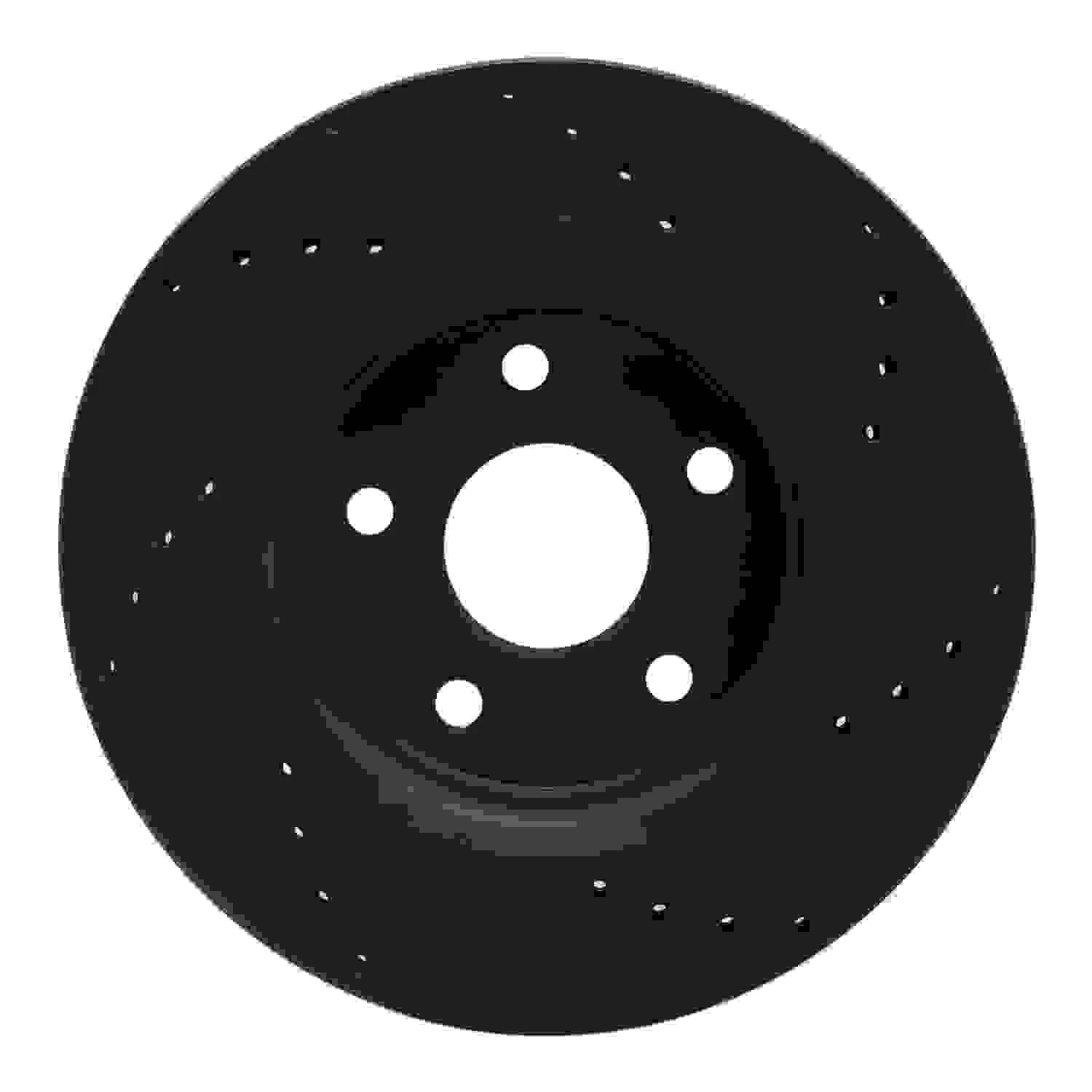 R1 Concepts 05-10 Jeep Commander Front Left Drilled & Slotted Black Brake Rotor - Image 2