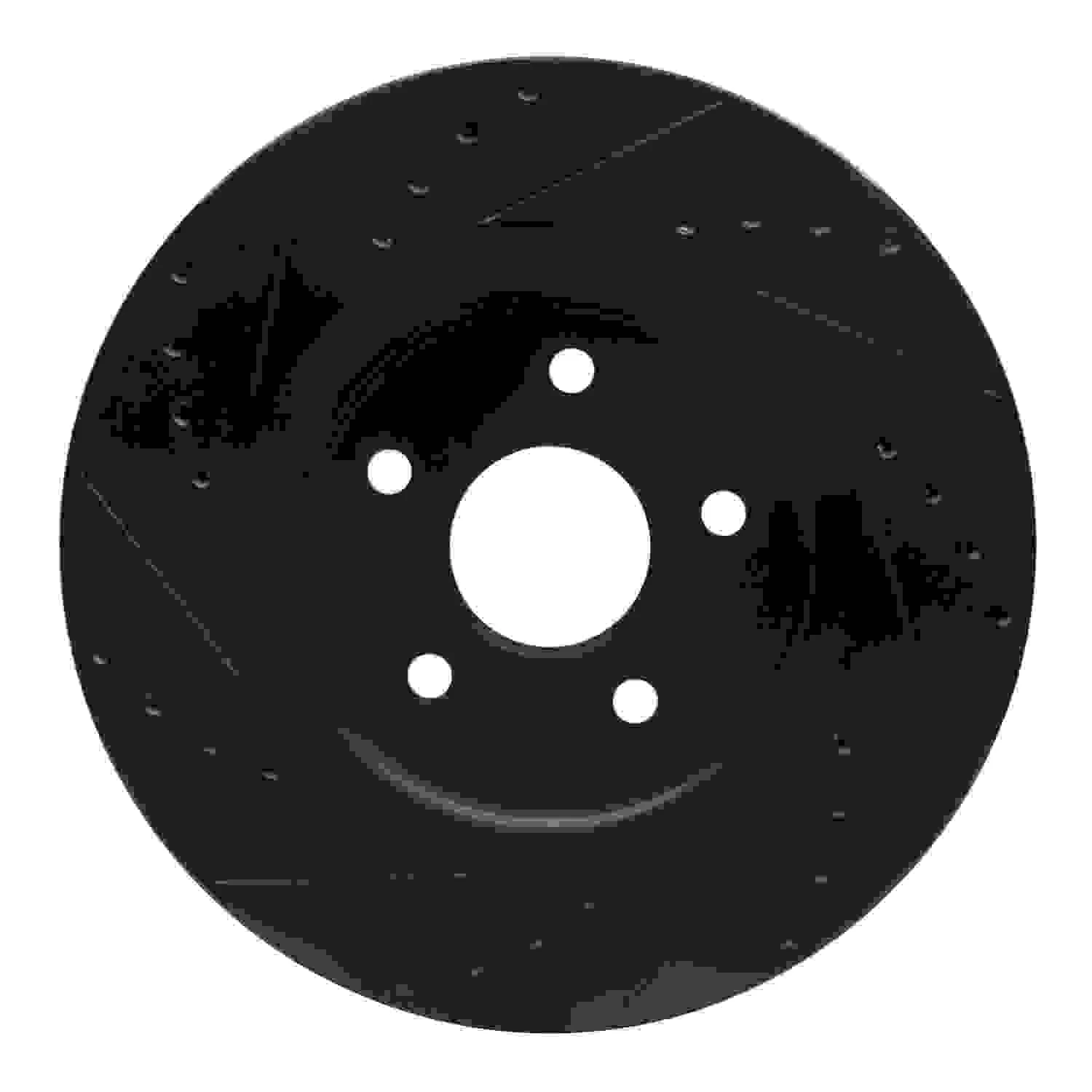 R1 Concepts 05-10 Jeep Commander Front Right Drilled & Slotted Black Brake Rotor - Image 2