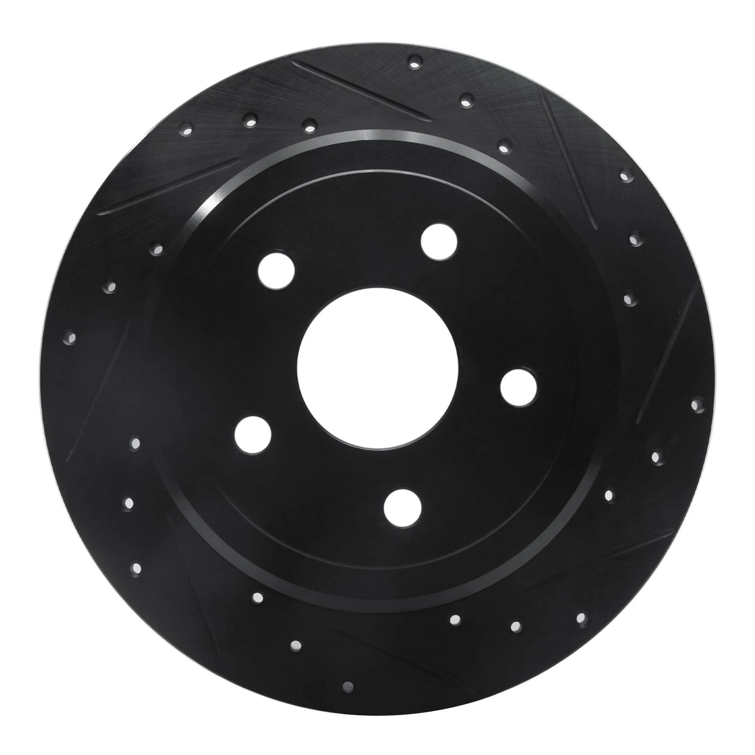 R1 Concepts 05-10 Jeep Commander Rear Right Drilled & Slotted Black Brake Rotor