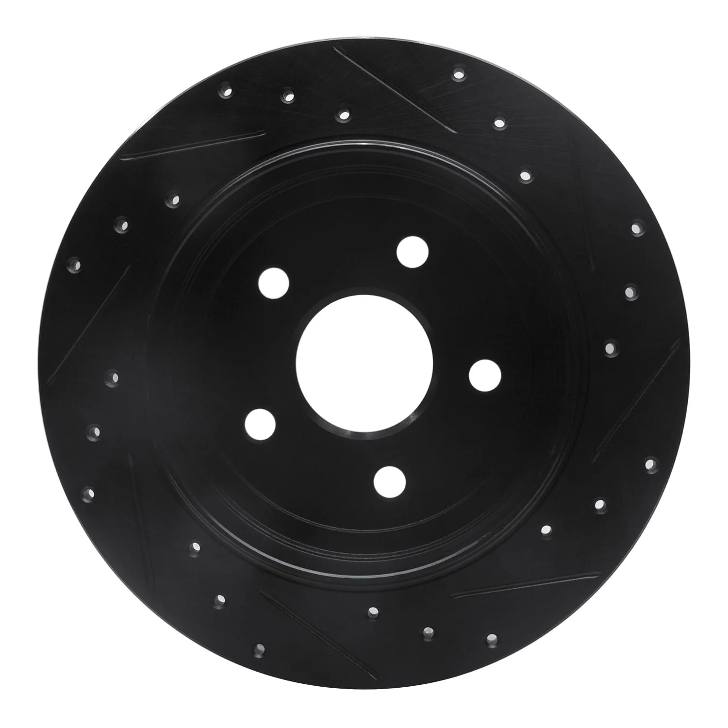 R1 Concepts 05-10 Jeep Grand Cherokee Rear Left Drilled & Slotted Black Brake Rotor - Image 2