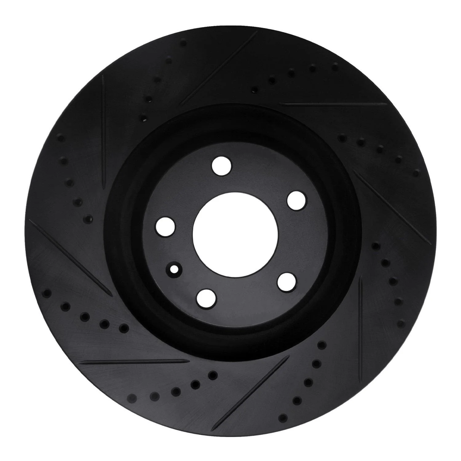 R1 Concepts 05-11 Audi A6 Quattro Front Left Drilled & Slotted Black Brake Rotor