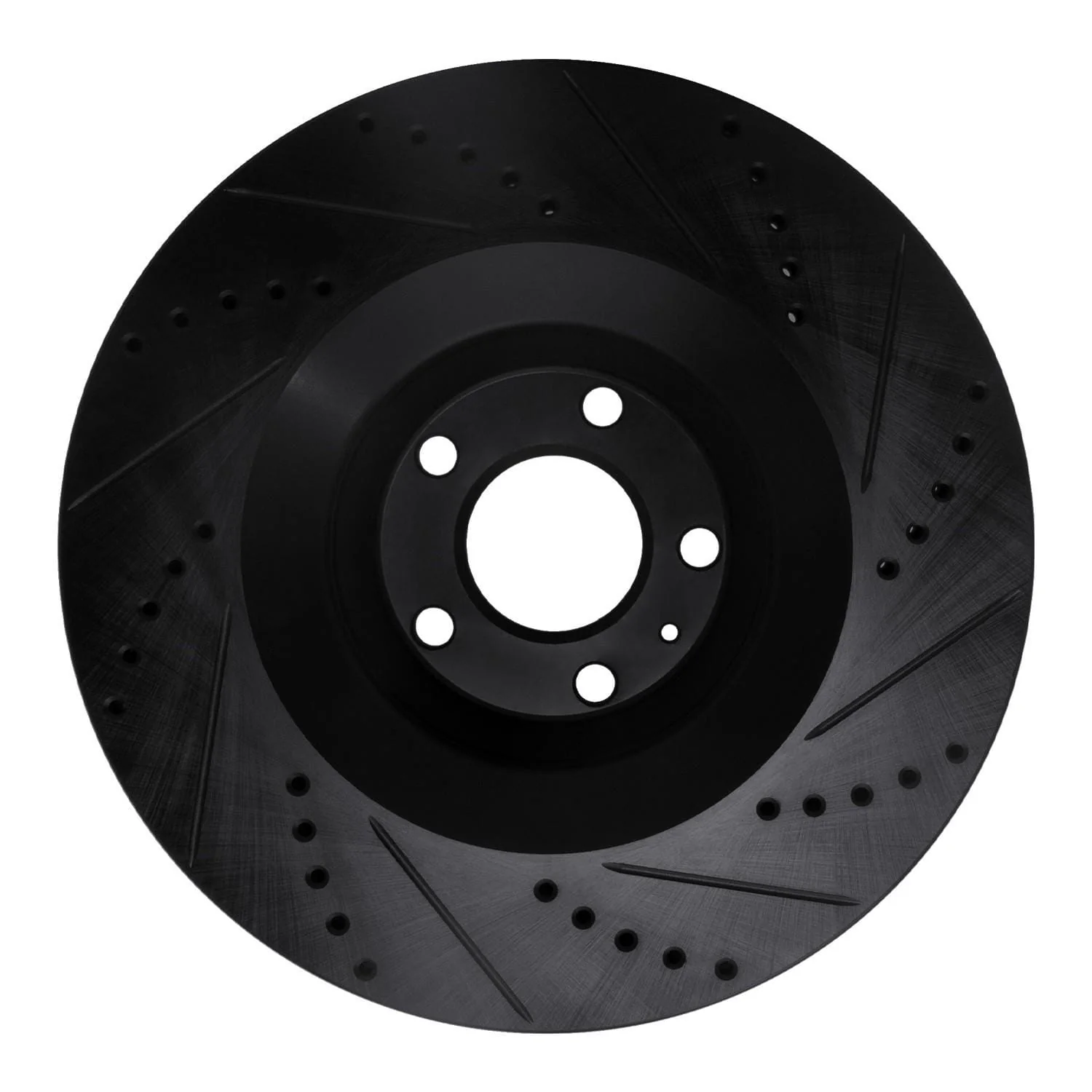 R1 Concepts 05-11 Audi A6 Quattro Front Left Drilled & Slotted Black Brake Rotor - Image 2