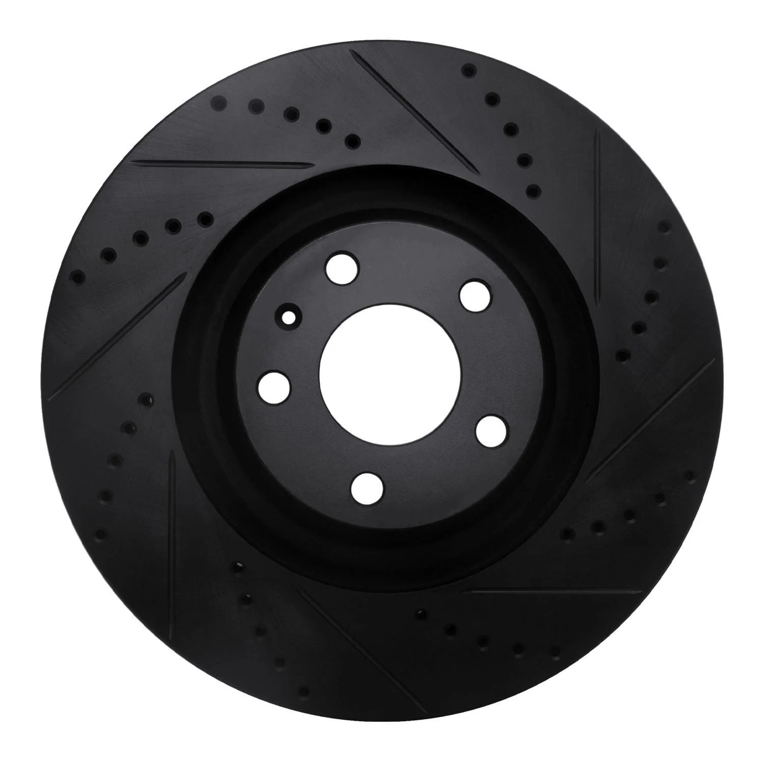R1 Concepts 05-11 Audi A6 Quattro Front Right Drilled & Slotted Black Brake Rotor