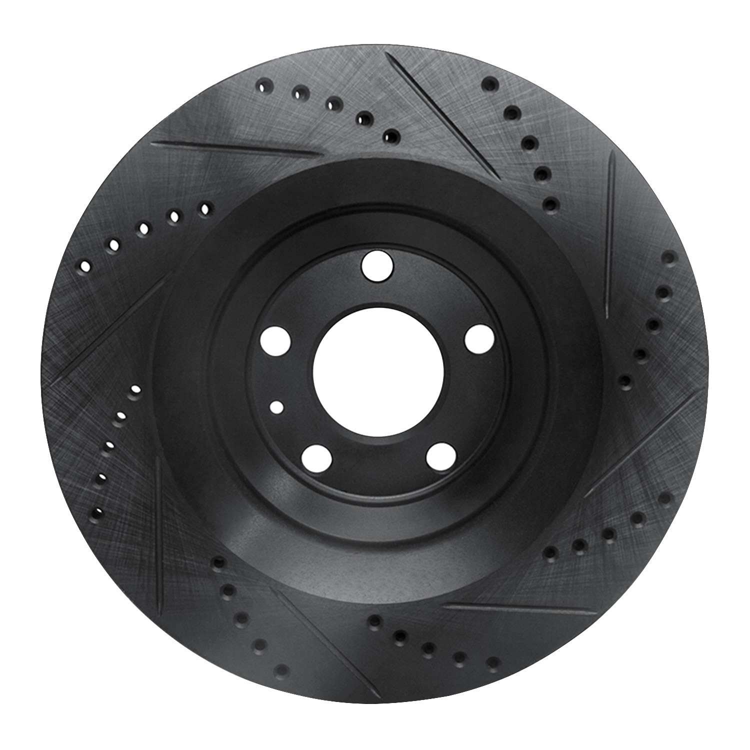 R1 Concepts 05-11 Audi A6 Quattro Rear Left Drilled & Slotted Black Brake Rotor - Image 2