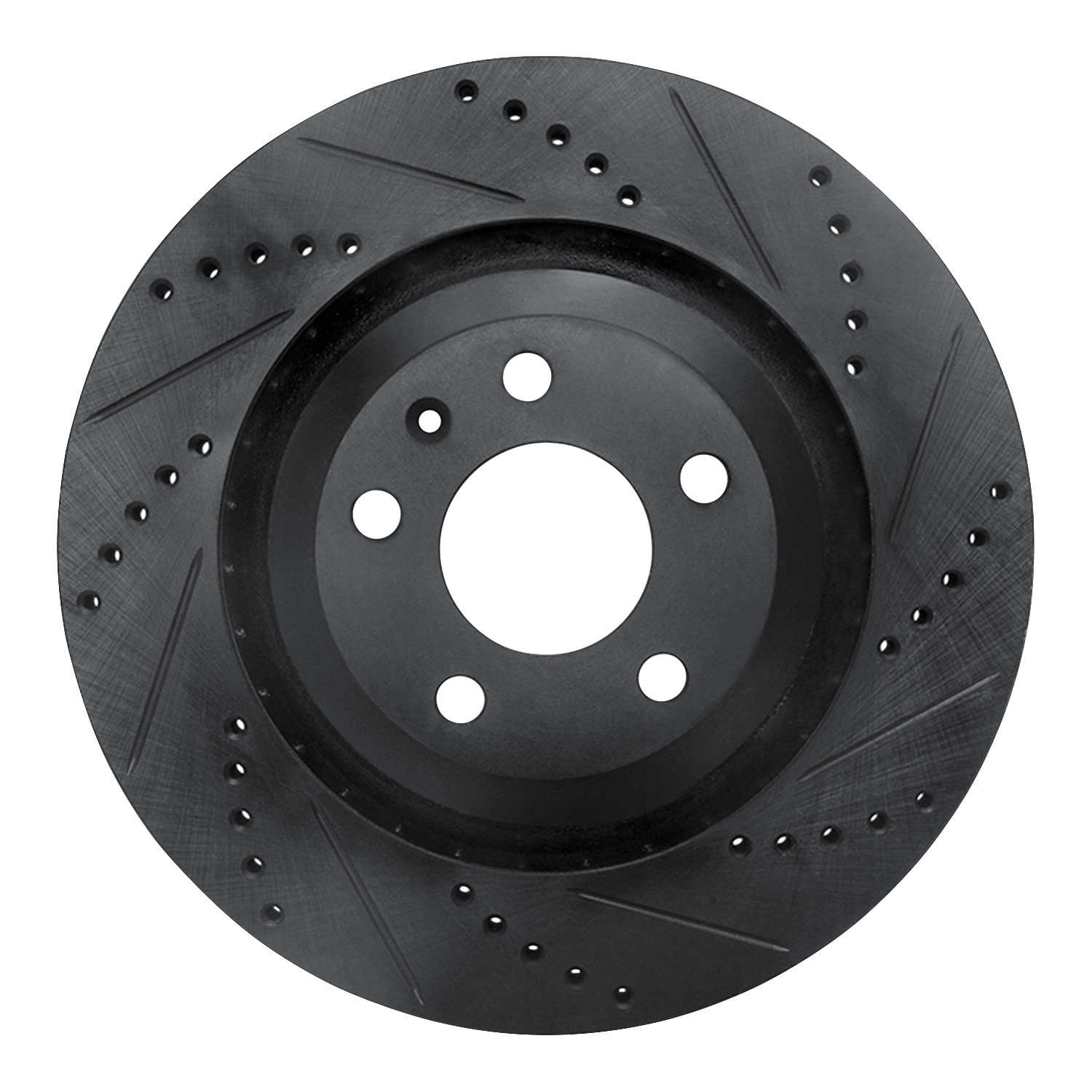 R1 Concepts 05-11 Audi A6 Quattro Rear Right Drilled & Slotted Black Brake Rotor