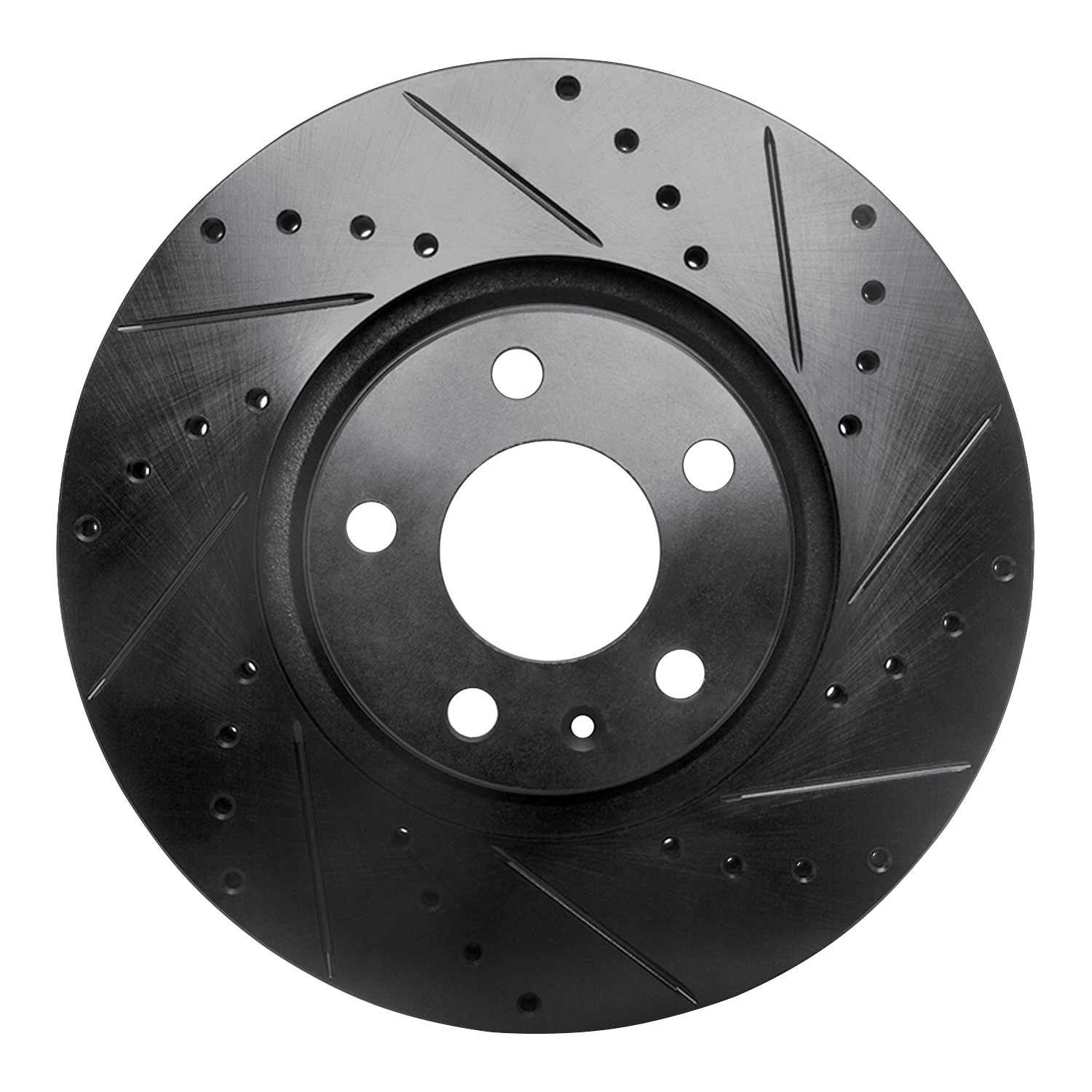 R1 Concepts 05-11 Audi A6 (USA/Canada) Front Right Drilled & Slotted Black Brake Rotor