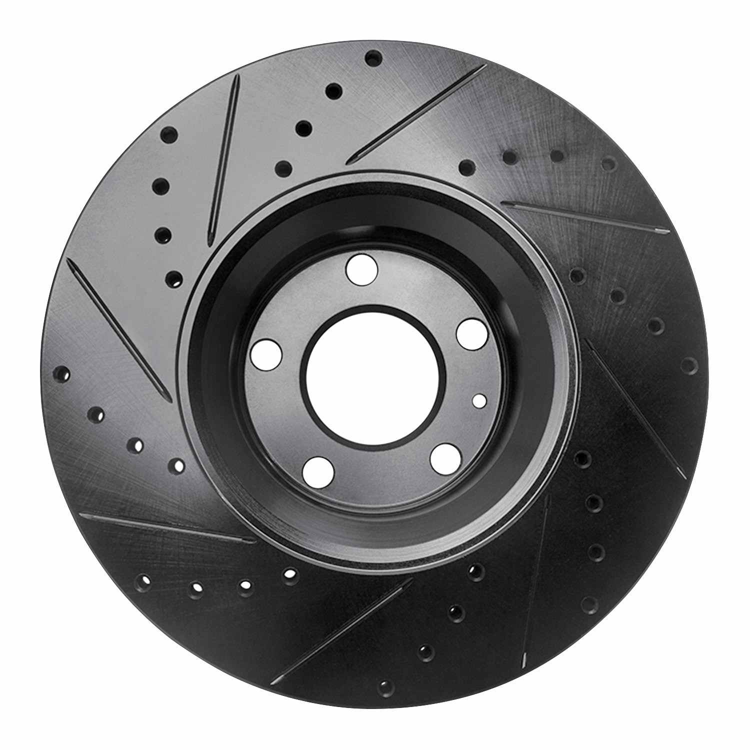 R1 Concepts 05-11 Audi A6 (USA/Canada) Front Right Drilled & Slotted Black Brake Rotor - Image 2