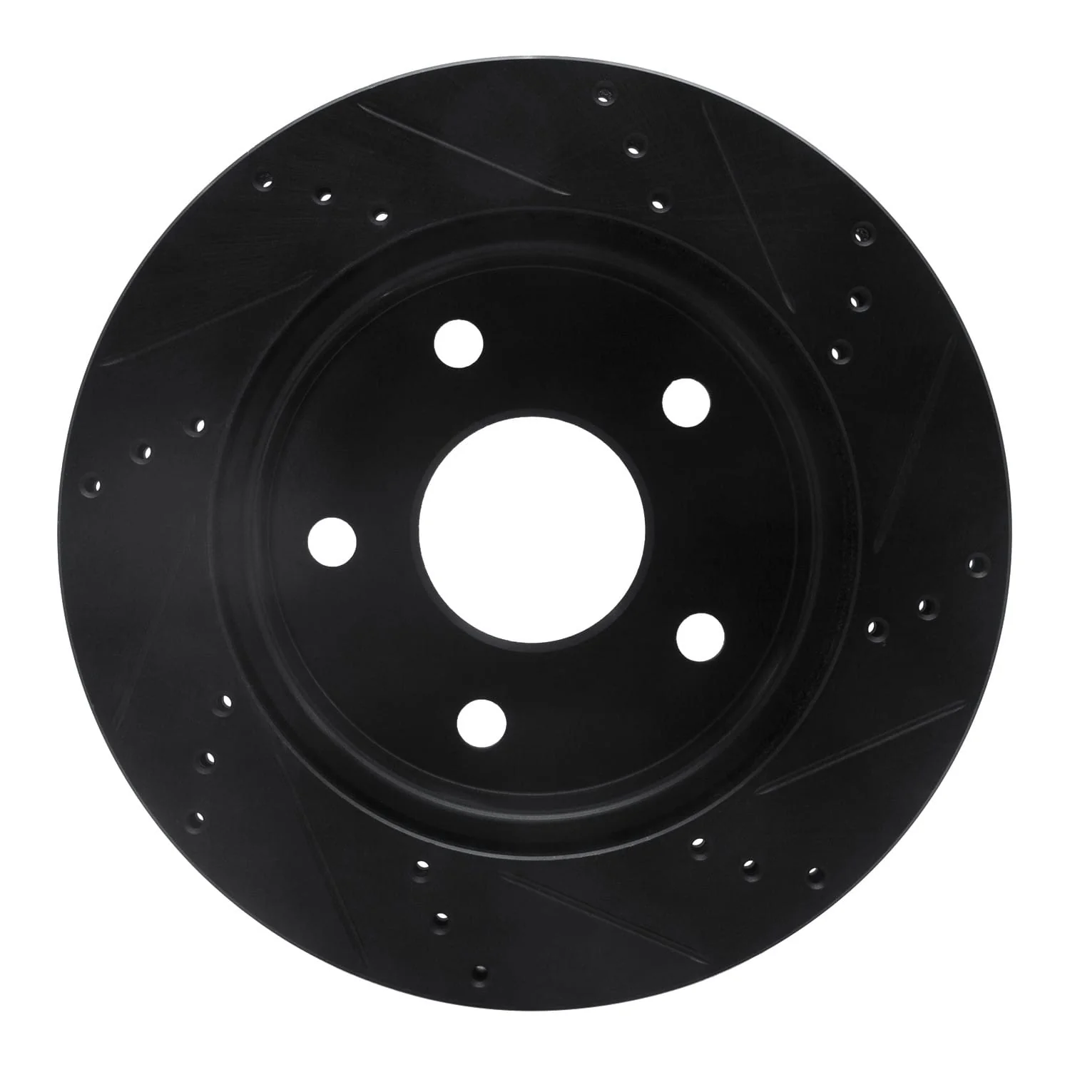 R1 Concepts 05-11 Dodge Dakota 4WD Front Left Drilled & Slotted Black Brake Rotor - Image 2