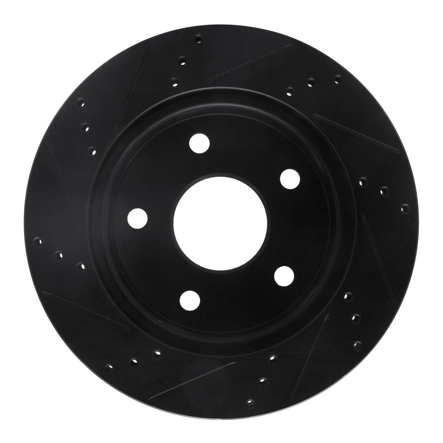 R1 Concepts 05-11 Dodge Dakota RWD Front Right Drilled & Slotted Black Brake Rotor - Image 2