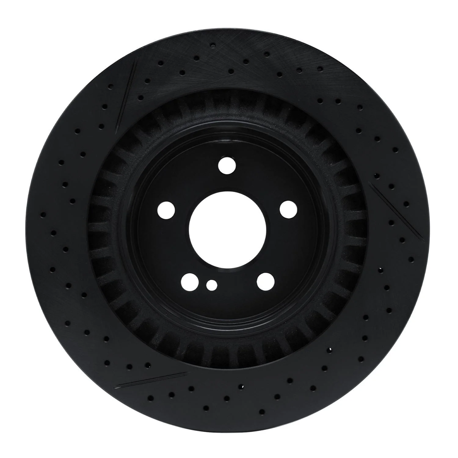 R1 Concepts 05-11 Mercedes-Benz CLK63 AMG Rear Drilled & Slotted Black Brake Rotor - Image 2