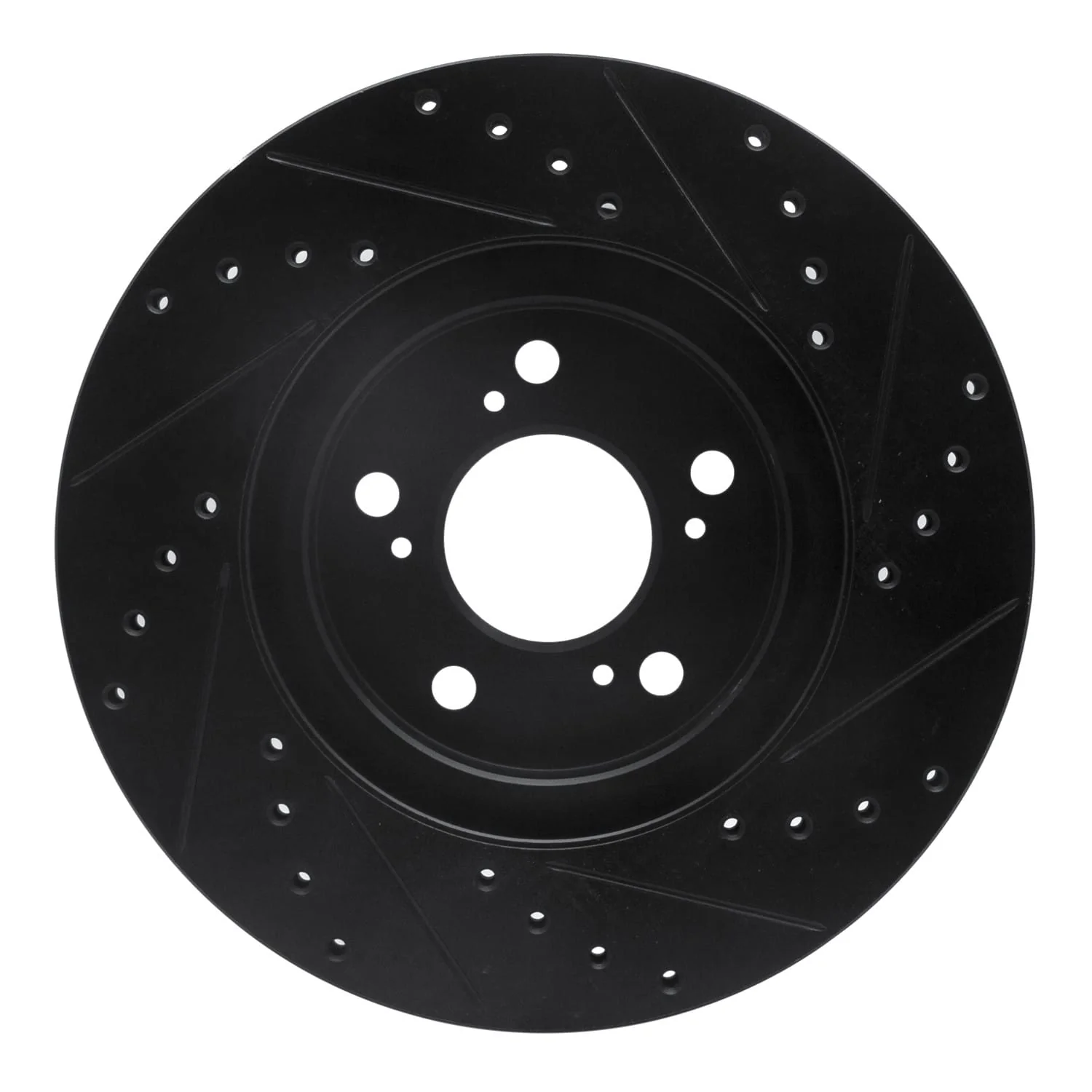 R1 Concepts 05-12 Acura RL Front Left Drilled & Slotted Black Brake Rotor - Image 2