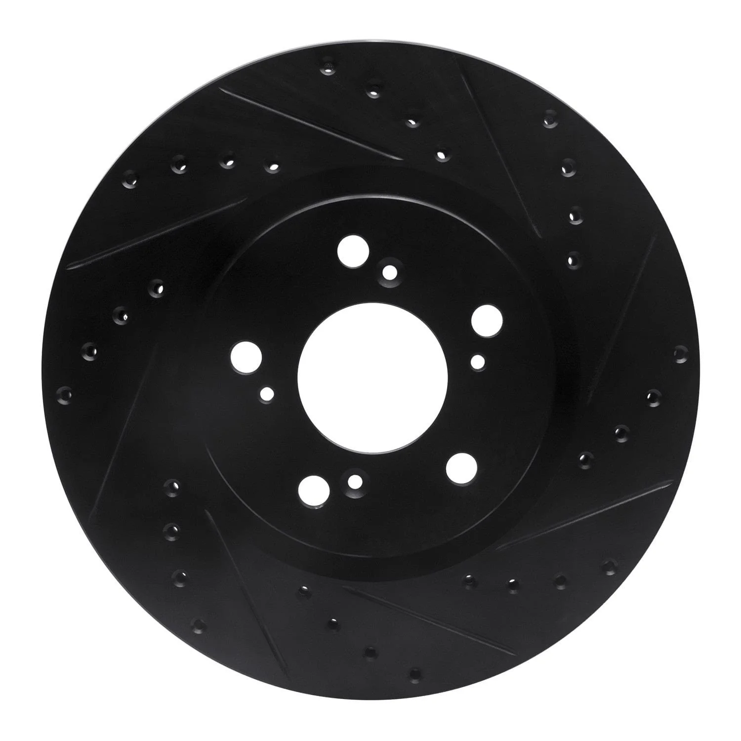 R1 Concepts 05-12 Acura RL Front Right Drilled & Slotted Black Brake Rotor