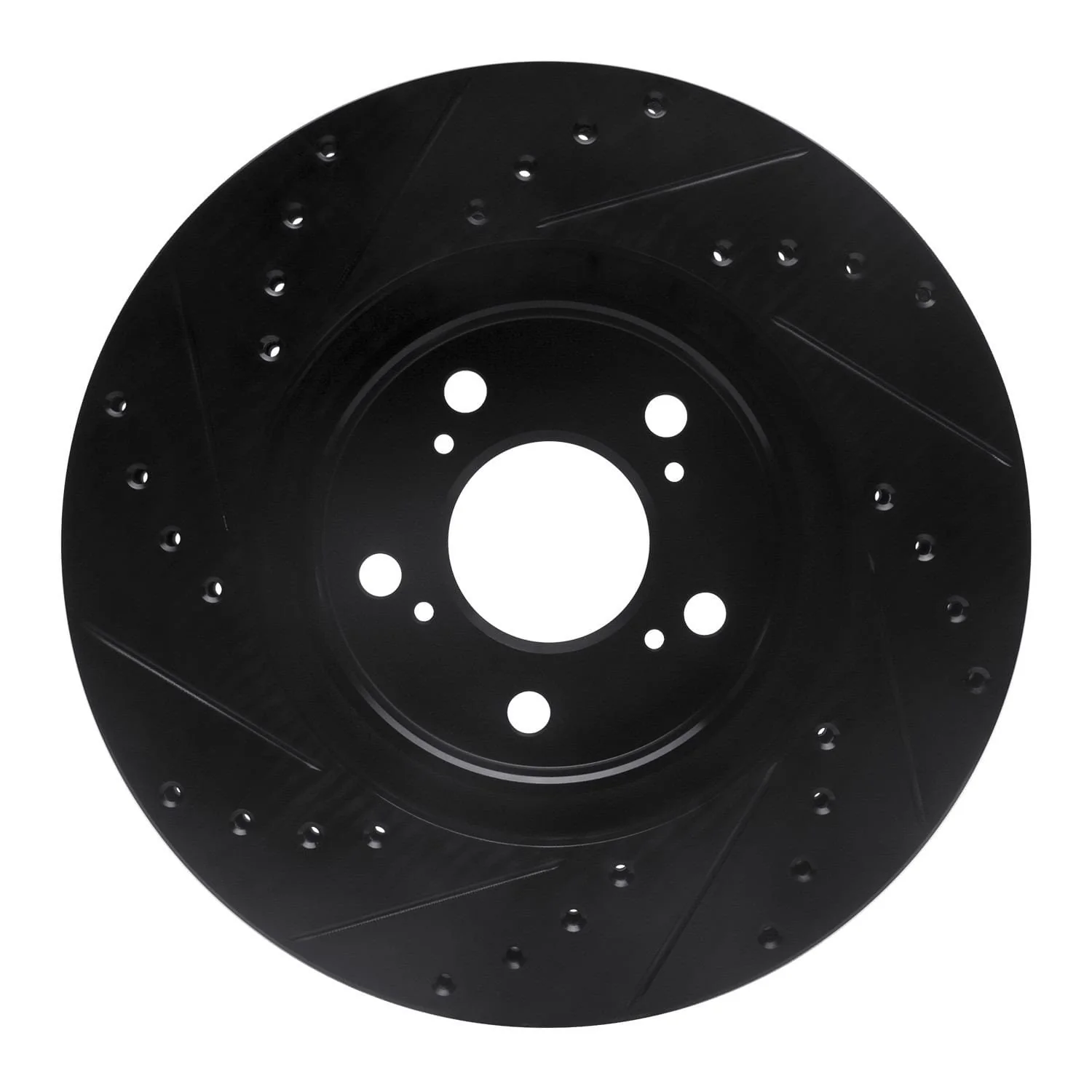 R1 Concepts 05-12 Acura RL Front Right Drilled & Slotted Black Brake Rotor - Image 2