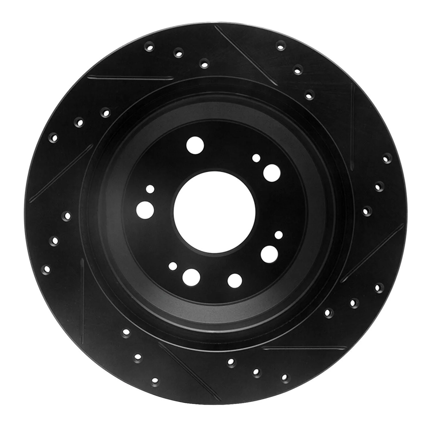 R1 Concepts 05-12 Acura RL Rear Left Drilled & Slotted Black Brake Rotor - Image 2