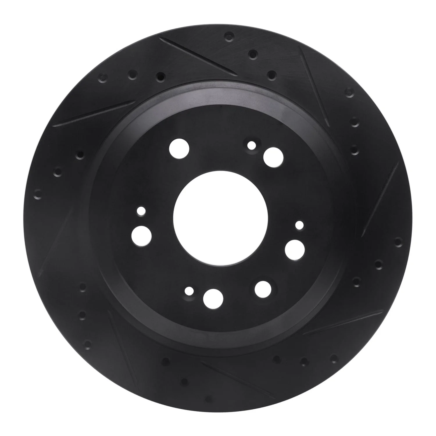 R1 Concepts 05-12 Acura RL Rear Right Drilled & Slotted Black Brake Rotor