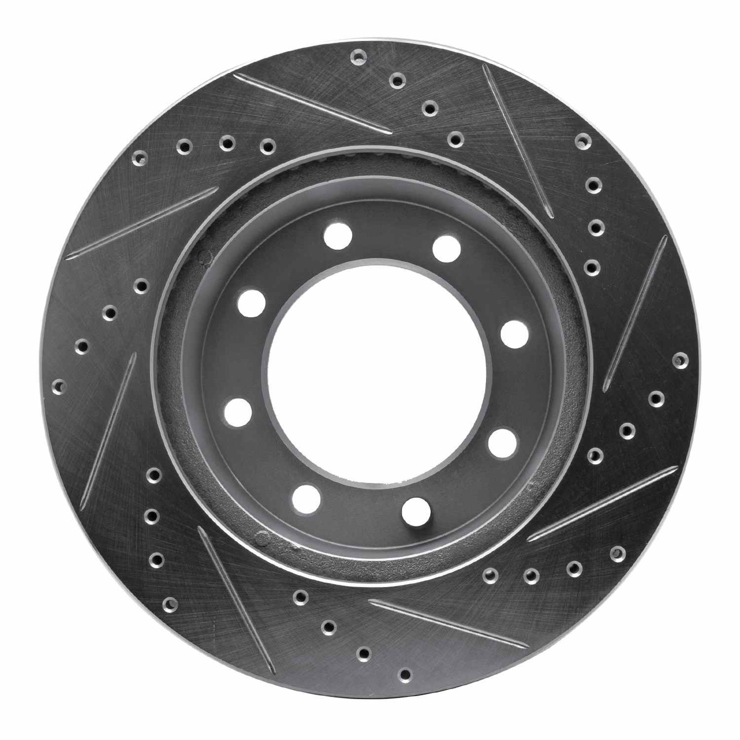 R1 Concepts 05-12 Ford F-250 4WD (Super Duty) Front Left Drilled & Slotted Silver Brake Rotor - Image 2