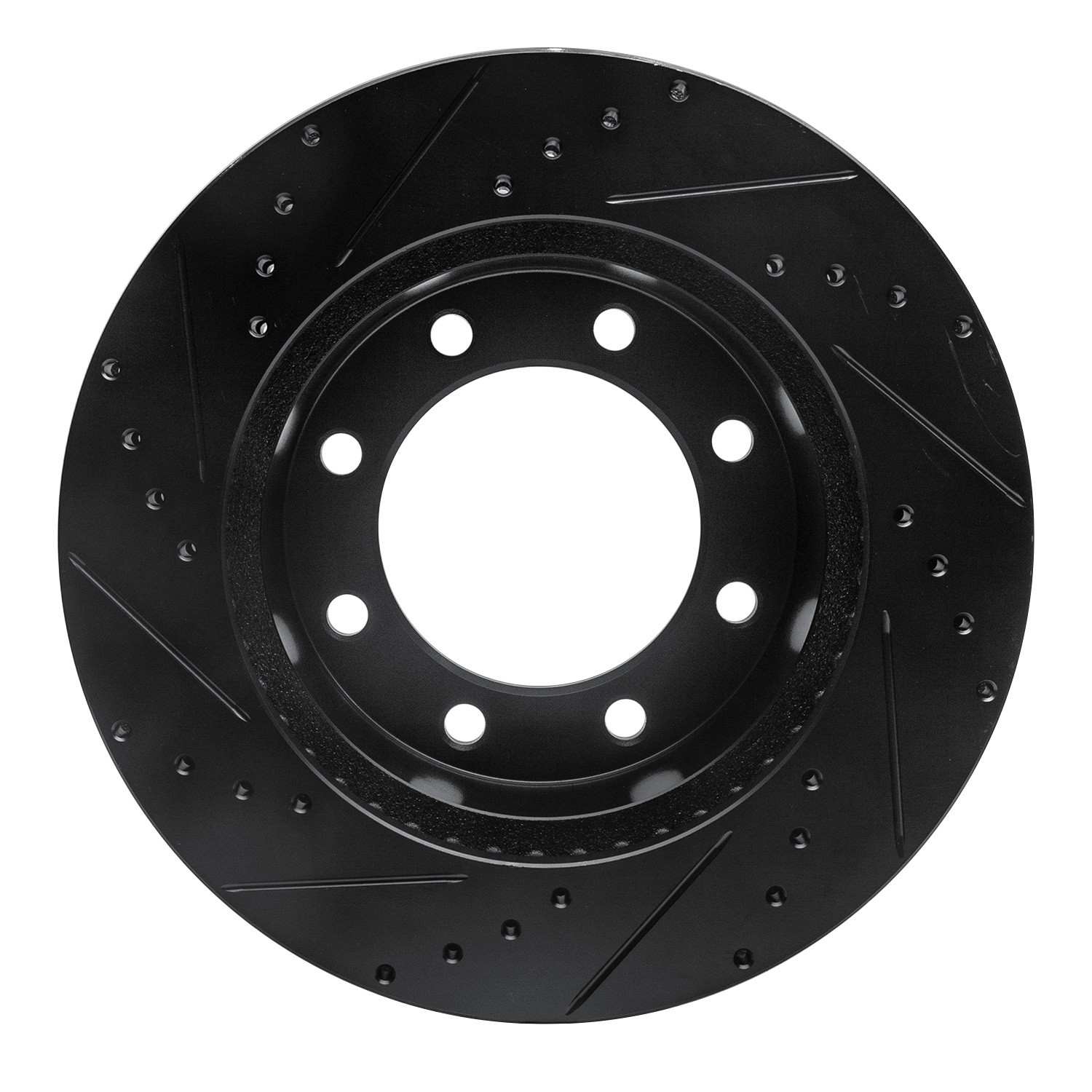 R1 Concepts 05-12 Ford F-250 4WD (Super Duty) Front Right Drilled & Slotted Black Brake Rotor - Image 2