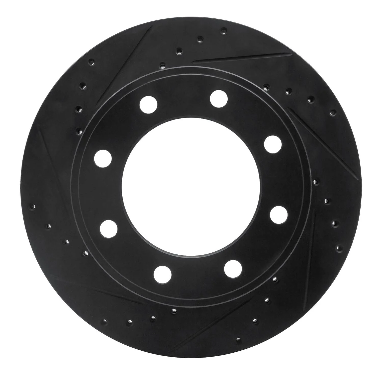 R1 Concepts 05-12 Ford F-250 4WD (Super Duty) Rear Left Drilled & Slotted Black Brake Rotor
