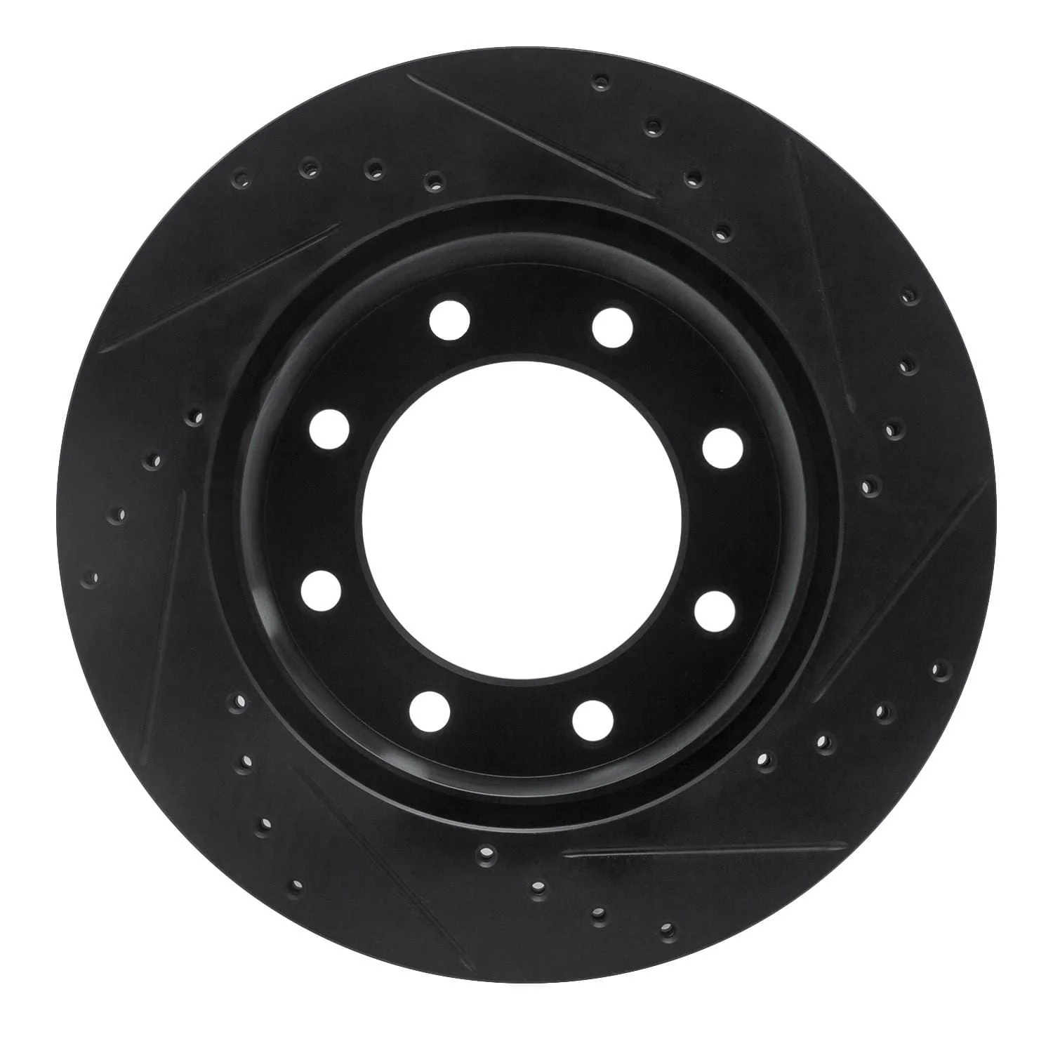 R1 Concepts 05-12 Ford F-250 4WD (Super Duty) Rear Left Drilled & Slotted Black Brake Rotor - Image 2