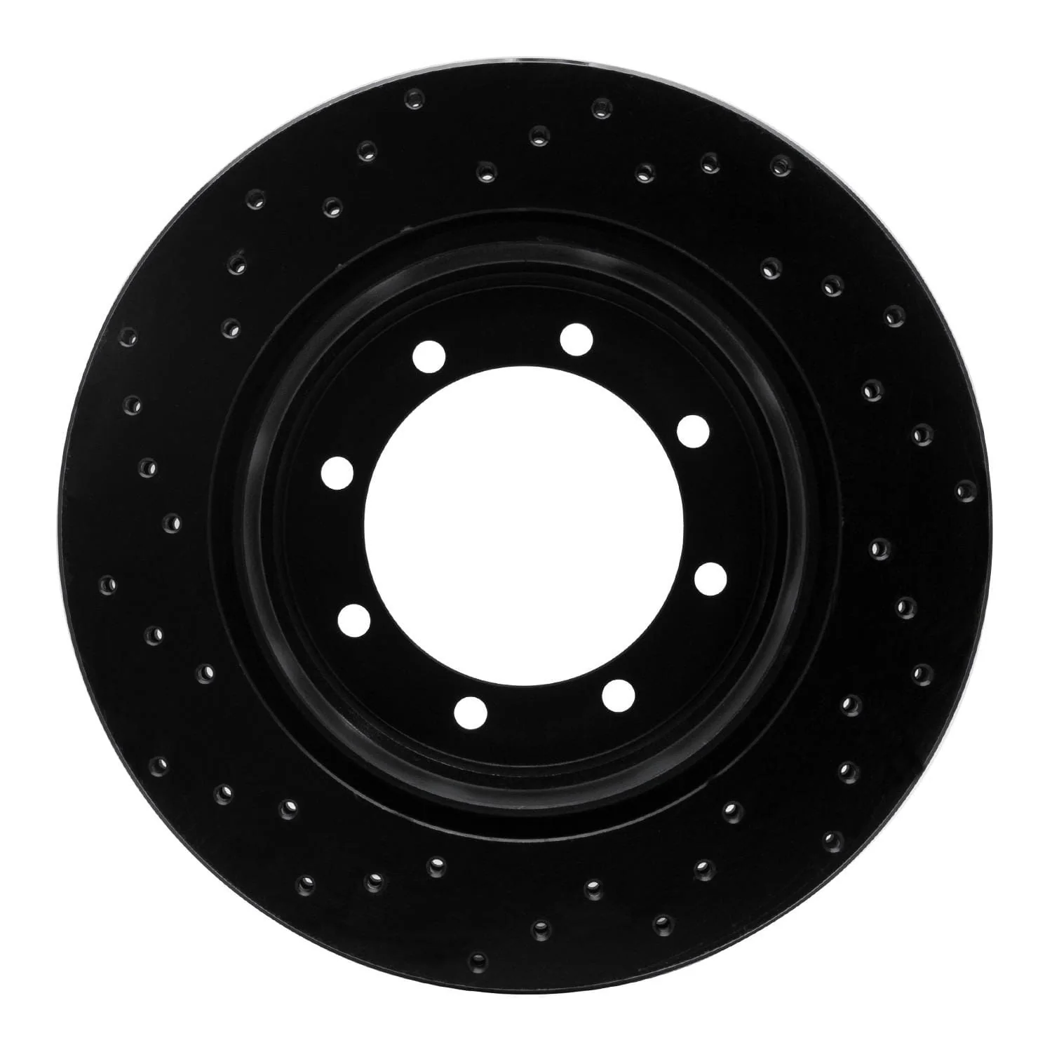 R1 Concepts 05-12 Ford F-350 Super Duty 2WD Rear Right Drilled Black Brake Rotor - Image 2