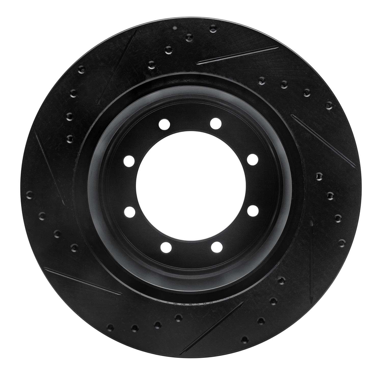 R1 Concepts 05-12 Ford F-350 Super Duty 2WD Rear Right Drilled & Slotted Black Brake Rotor - Image 2