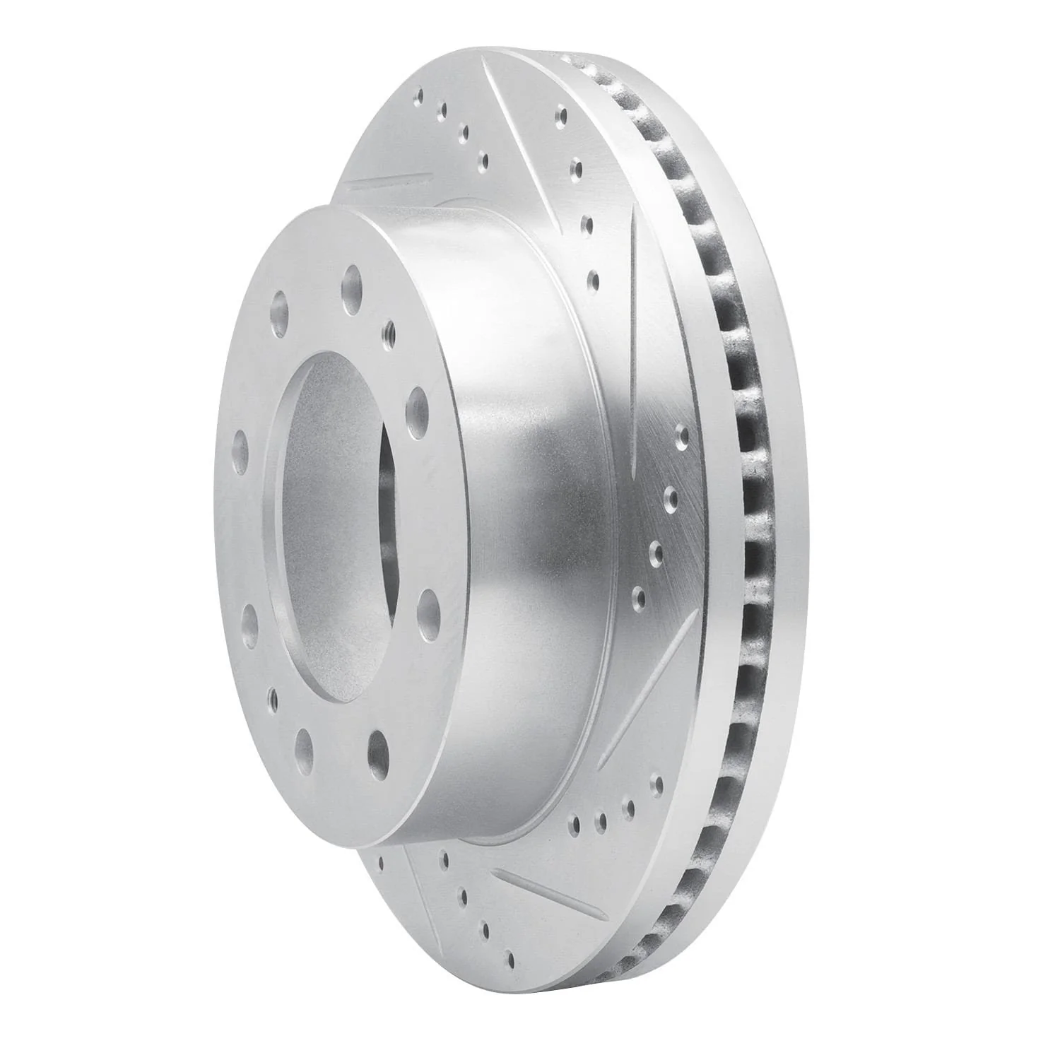 R1 Concepts 05-12 Ford F-350 Super Duty 2WD Rear Right Drilled & Slotted Silver Brake Rotor