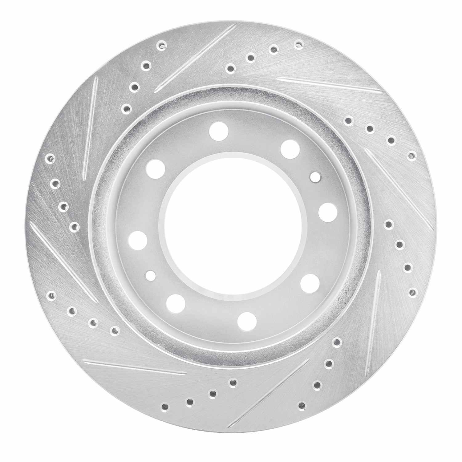 R1 Concepts 05-12 Ford F-350 Super Duty 2WD Rear Right Drilled & Slotted Silver Brake Rotor - Image 2