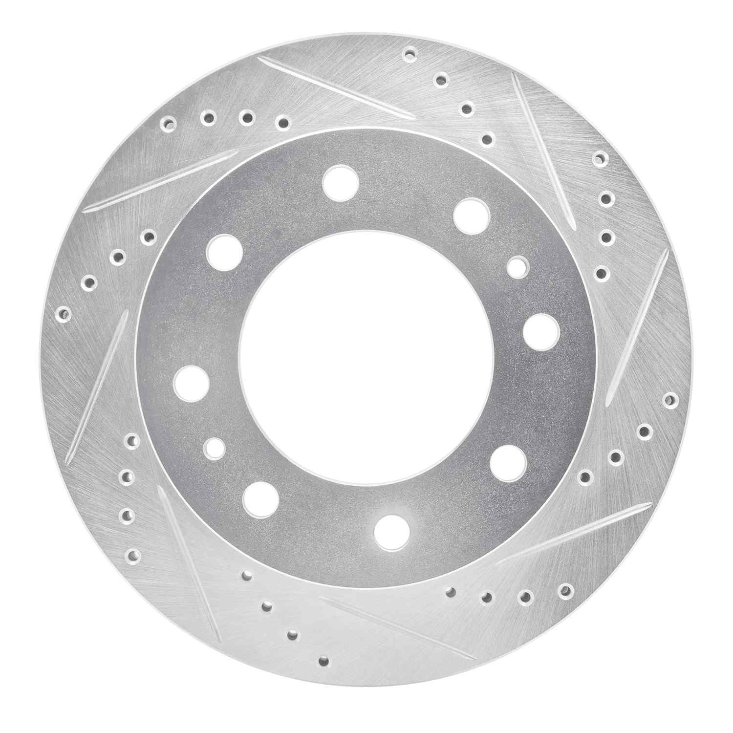 R1 Concepts 05-12 Ford F-350 Super Duty 2WD Rear Right Drilled & Slotted Silver Brake Rotor - Image 3