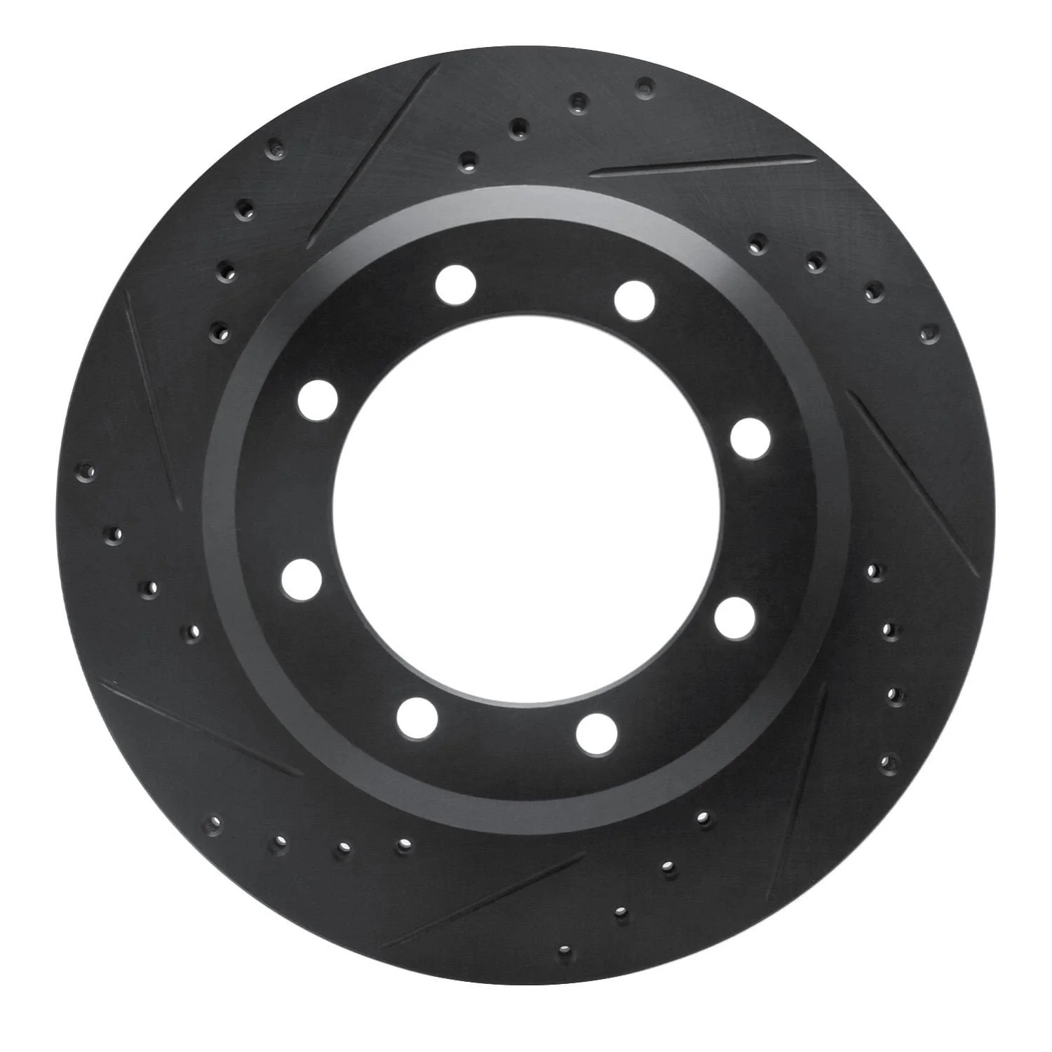 R1 Concepts 05-12 Ford F-350 Super Duty 4WD Rear Left Drilled & Slotted Black Brake Rotor