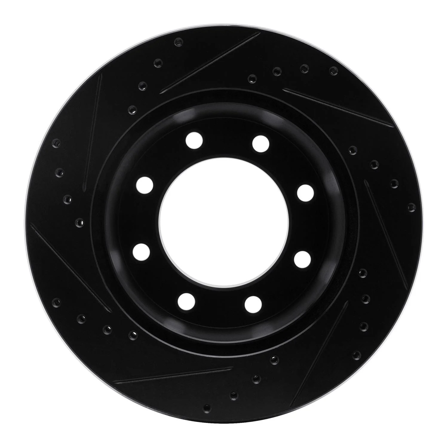 R1 Concepts 05-12 Ford F-350 Super Duty 4WD Rear Right Drilled & Slotted Black Brake Rotor - Image 2
