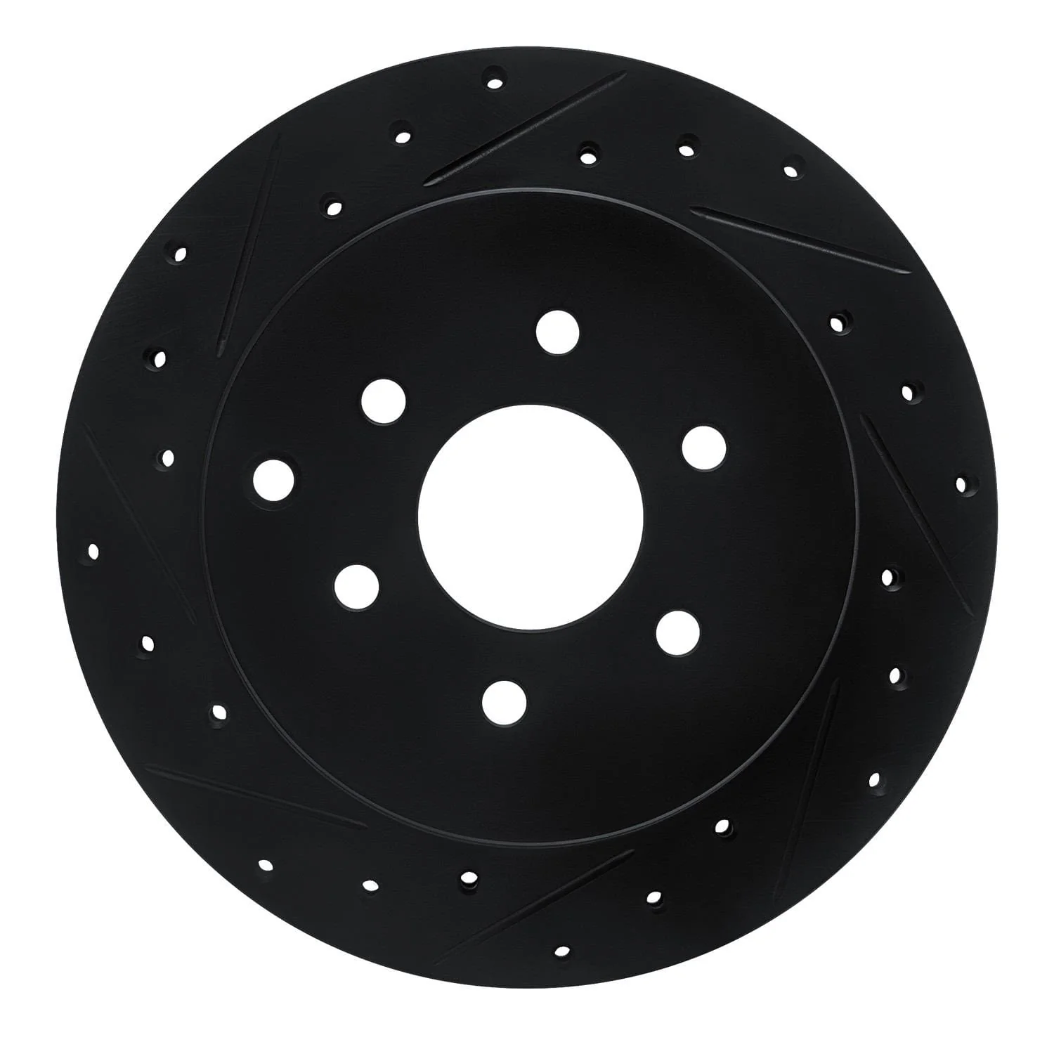 R1 Concepts 05-12 Nissan Pathfinder Rear Left Drilled & Slotted Black Brake Rotor