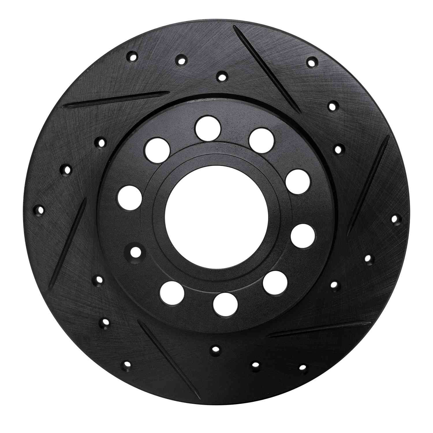 R1 Concepts 05-13 Audi A3 Rear Right Drilled & Slotted Black Brake Rotor