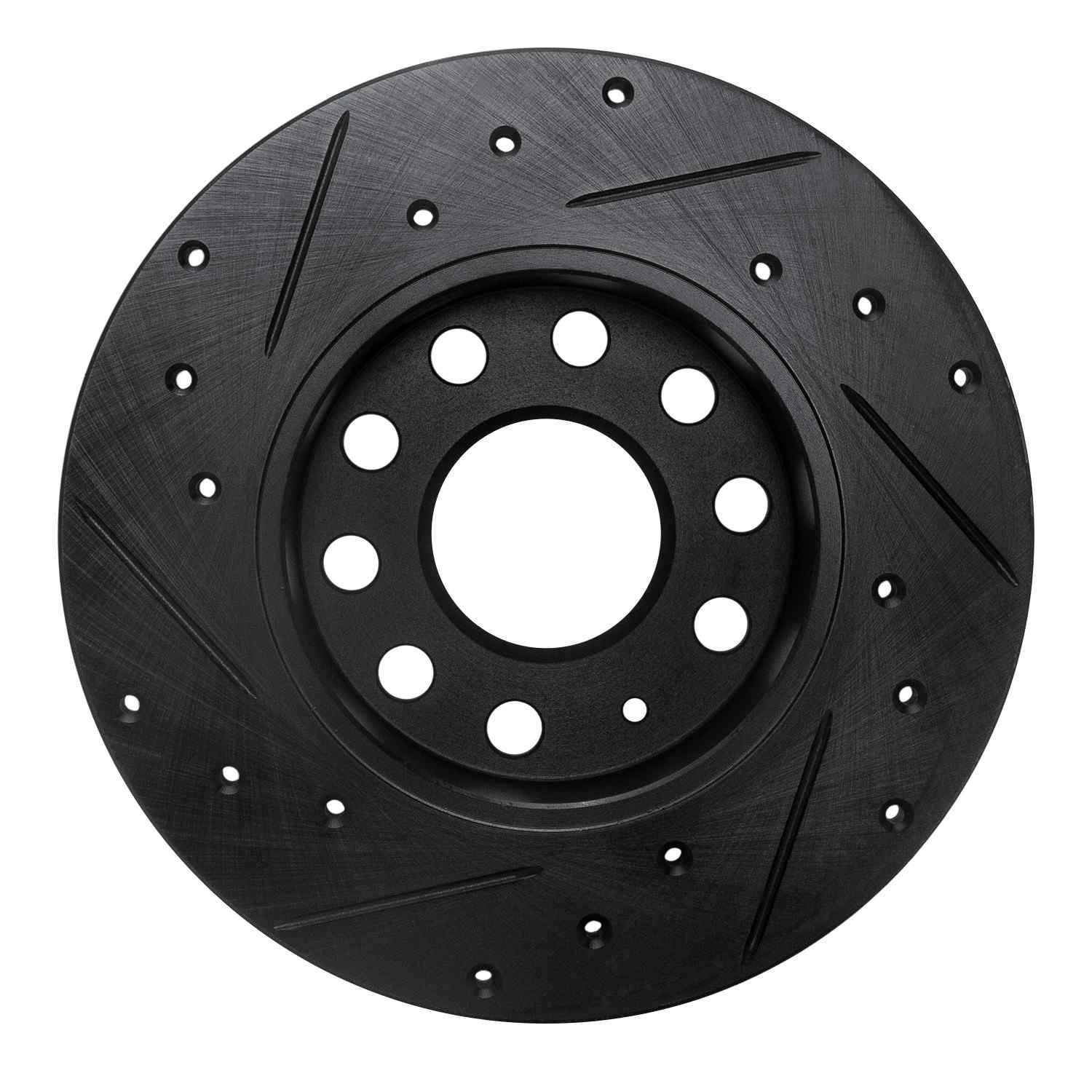 R1 Concepts 05-13 Audi A3 Rear Right Drilled & Slotted Black Brake Rotor - Image 2