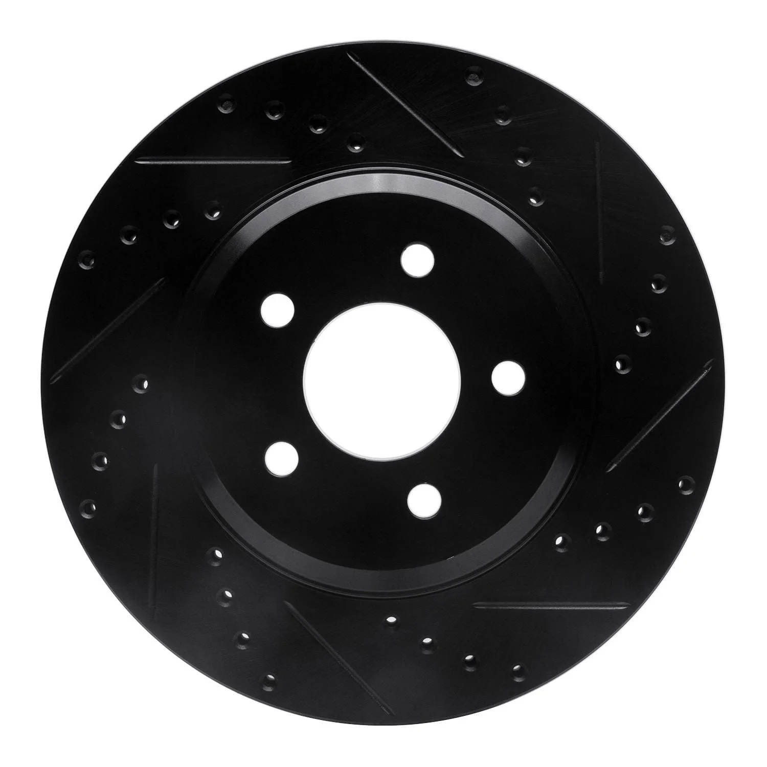 R1 Concepts 05-14 Ford Mustang Front Right Drilled & Slotted Black Brake Rotor