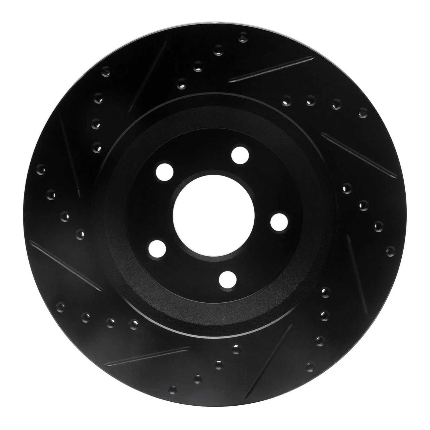 R1 Concepts 05-14 Ford Mustang Front Right Drilled & Slotted Black Brake Rotor - Image 2