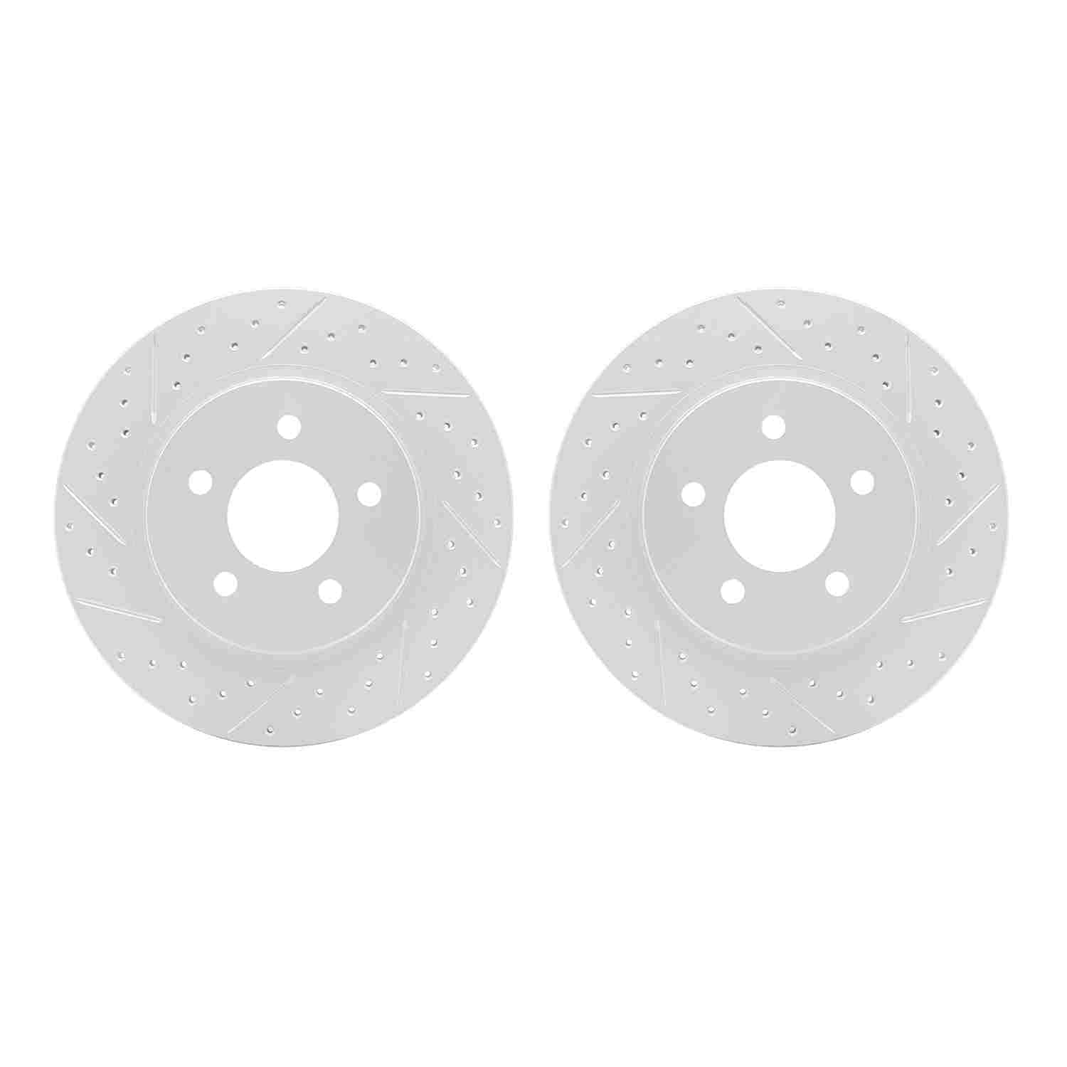 R1 Concepts 05-14 Ford Mustang Rear Drilled & Slotted Carbon Coated Brake Rotor Set