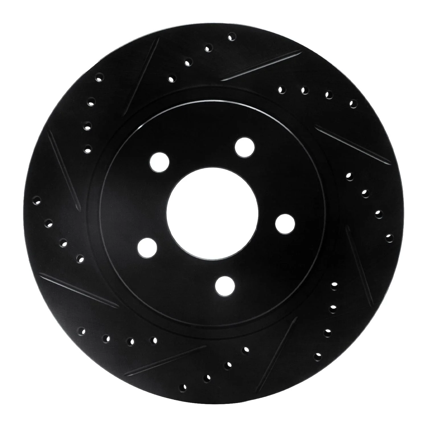 R1 Concepts 05-14 Ford Mustang Rear Left Drilled & Slotted Black Brake Rotor