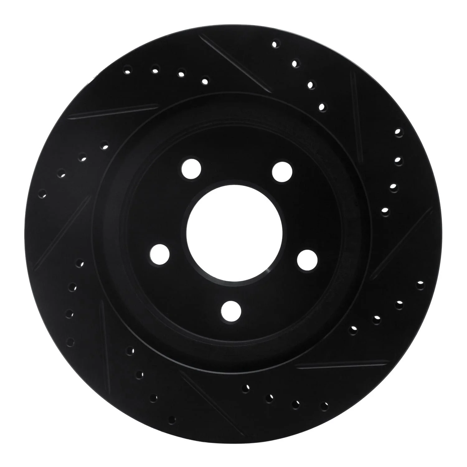 R1 Concepts 05-14 Ford Mustang Rear Left Drilled & Slotted Black Brake Rotor - Image 2