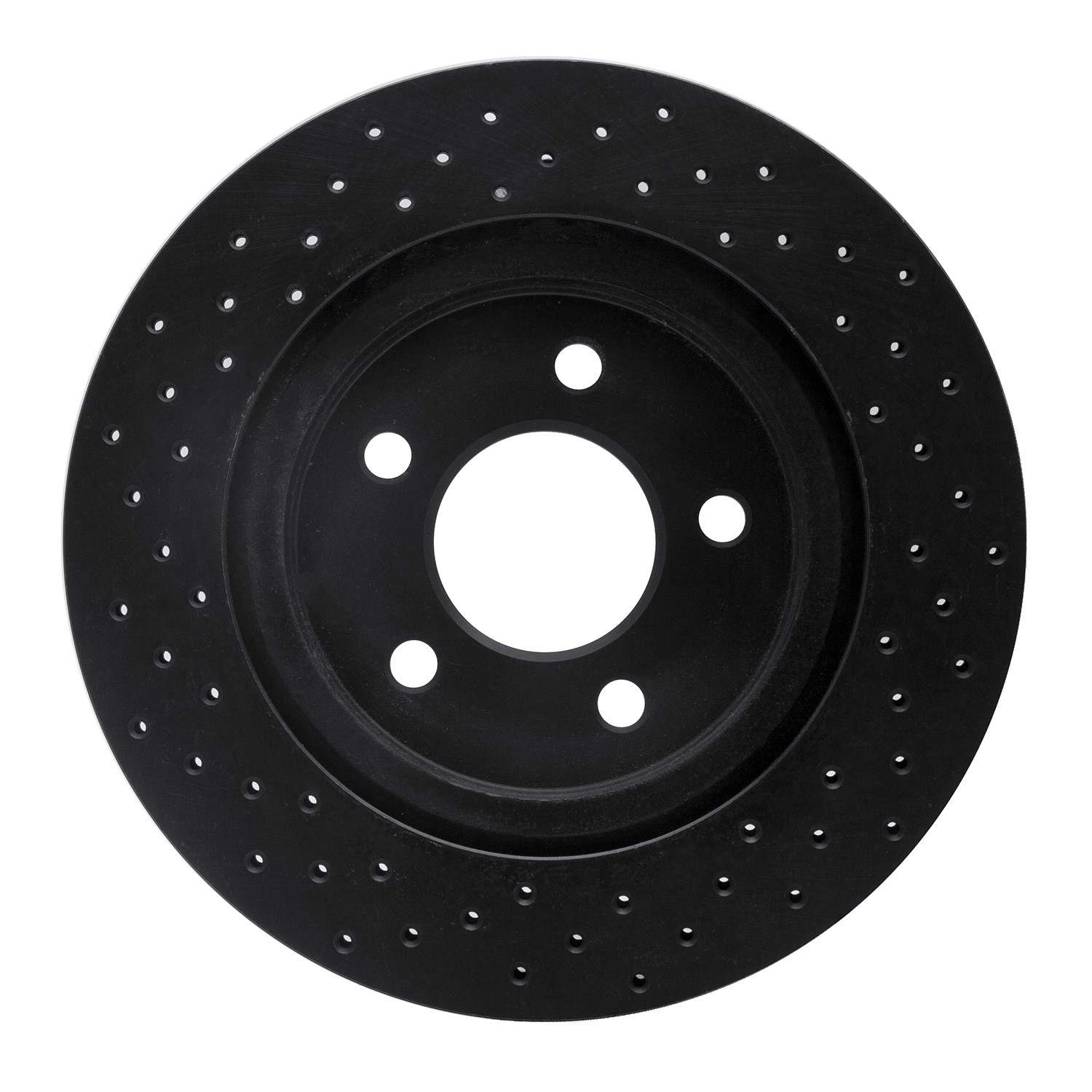 R1 Concepts 05-14 Ford Mustang Rear Right Drilled Black Brake Rotor - Image 2