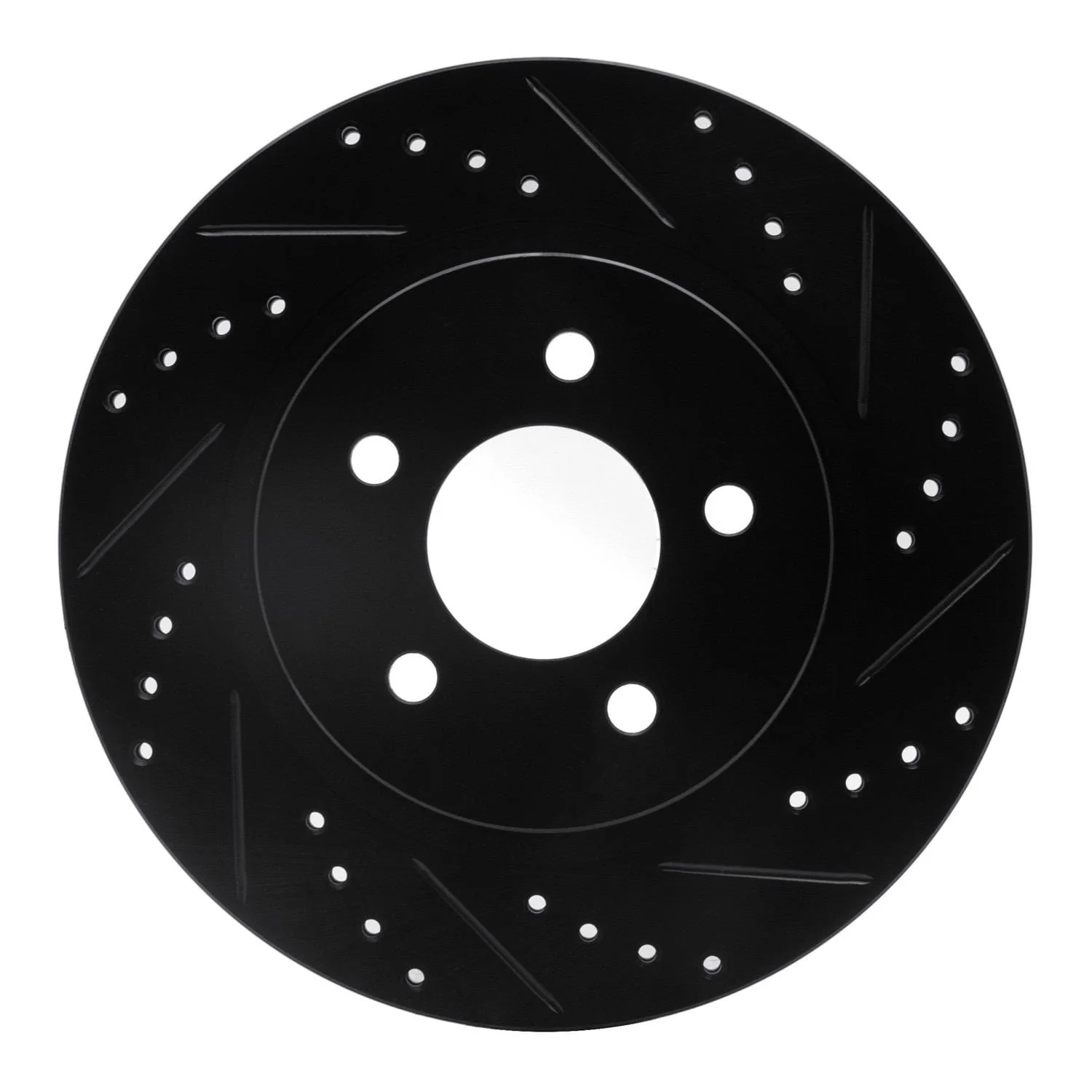 R1 Concepts 05-14 Ford Mustang Rear Right Drilled & Slotted Black Brake Rotor