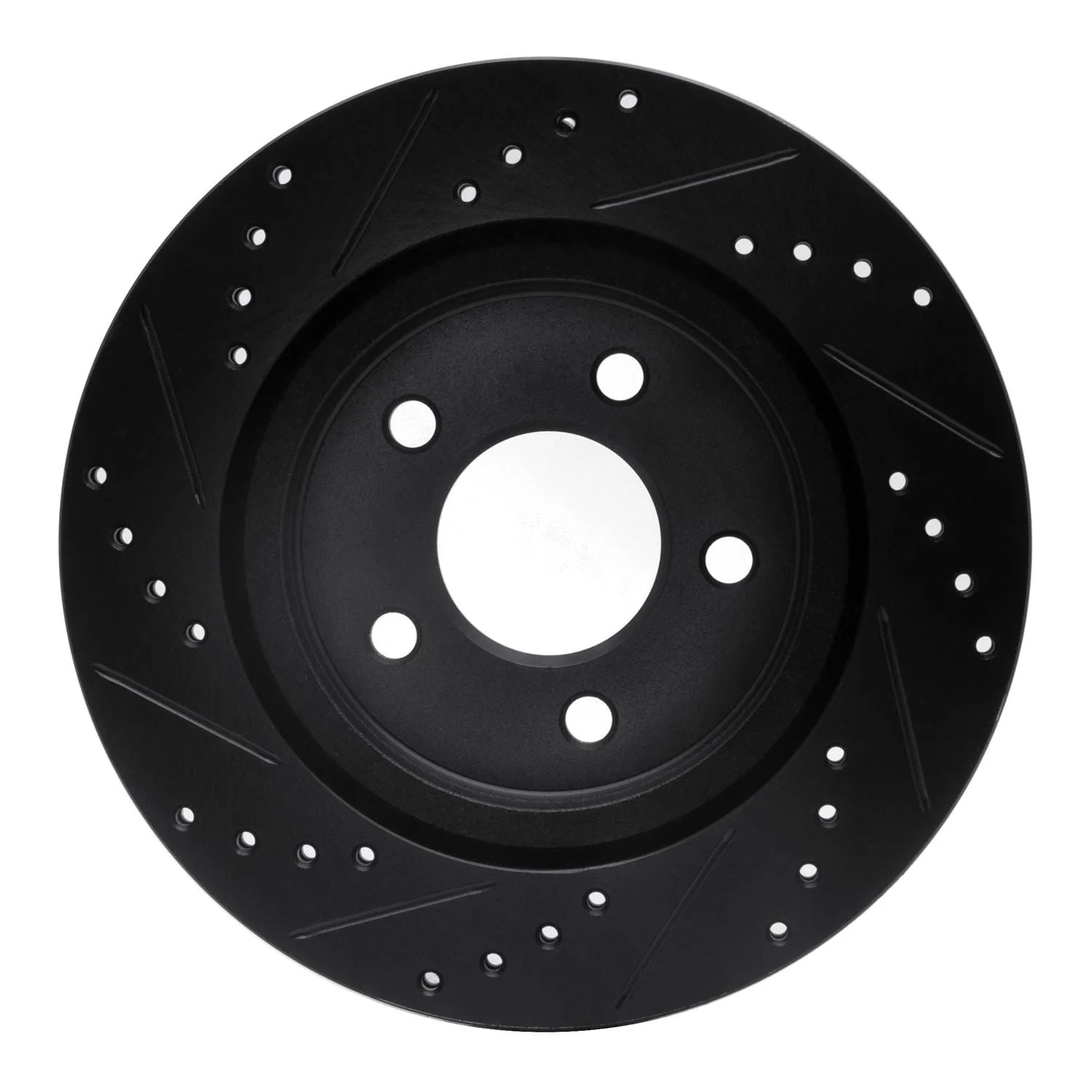 R1 Concepts 05-14 Ford Mustang Rear Right Drilled & Slotted Black Brake Rotor - Image 2