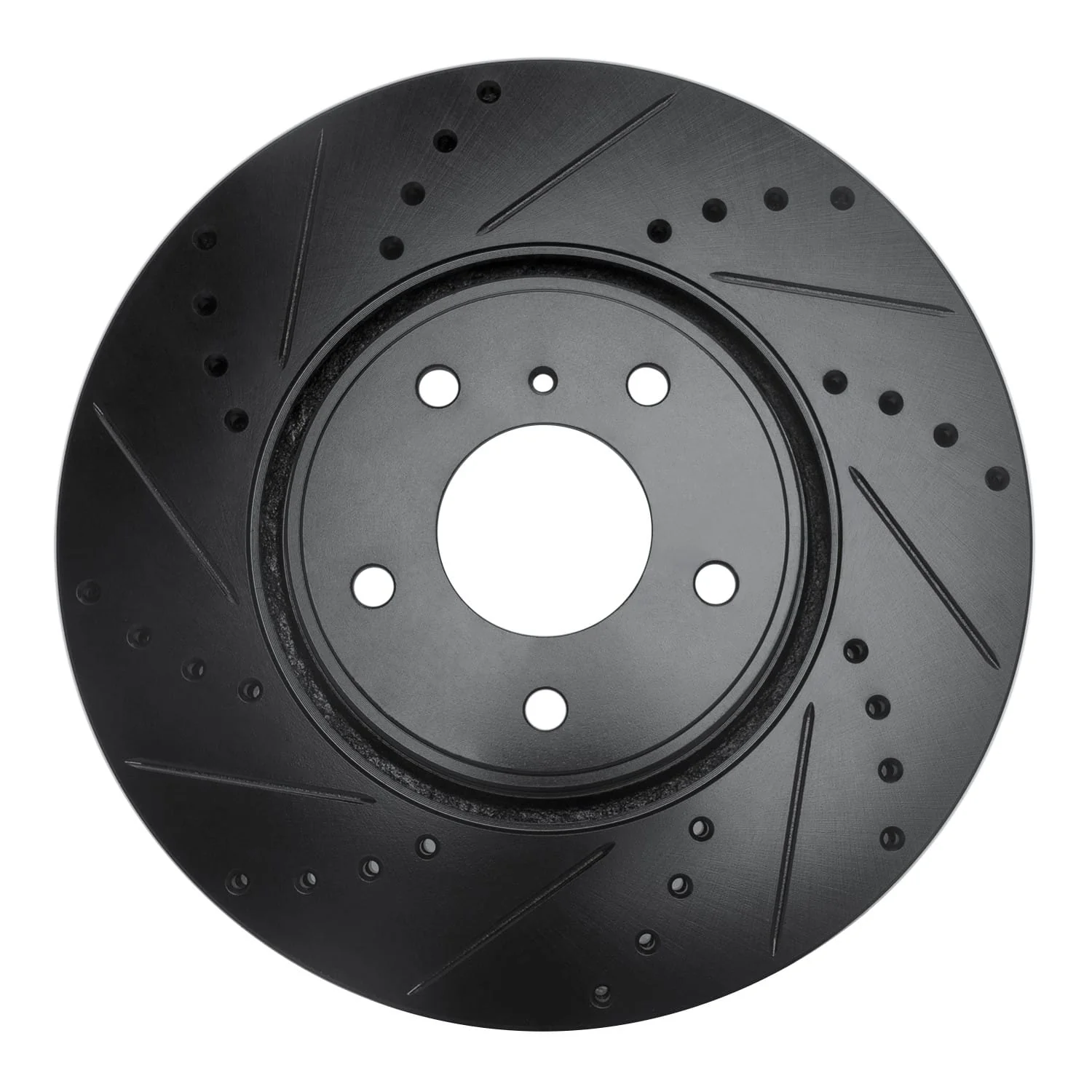 R1 Concepts 05-14 Infiniti FX35 Front Left Drilled & Slotted Black Brake Rotor