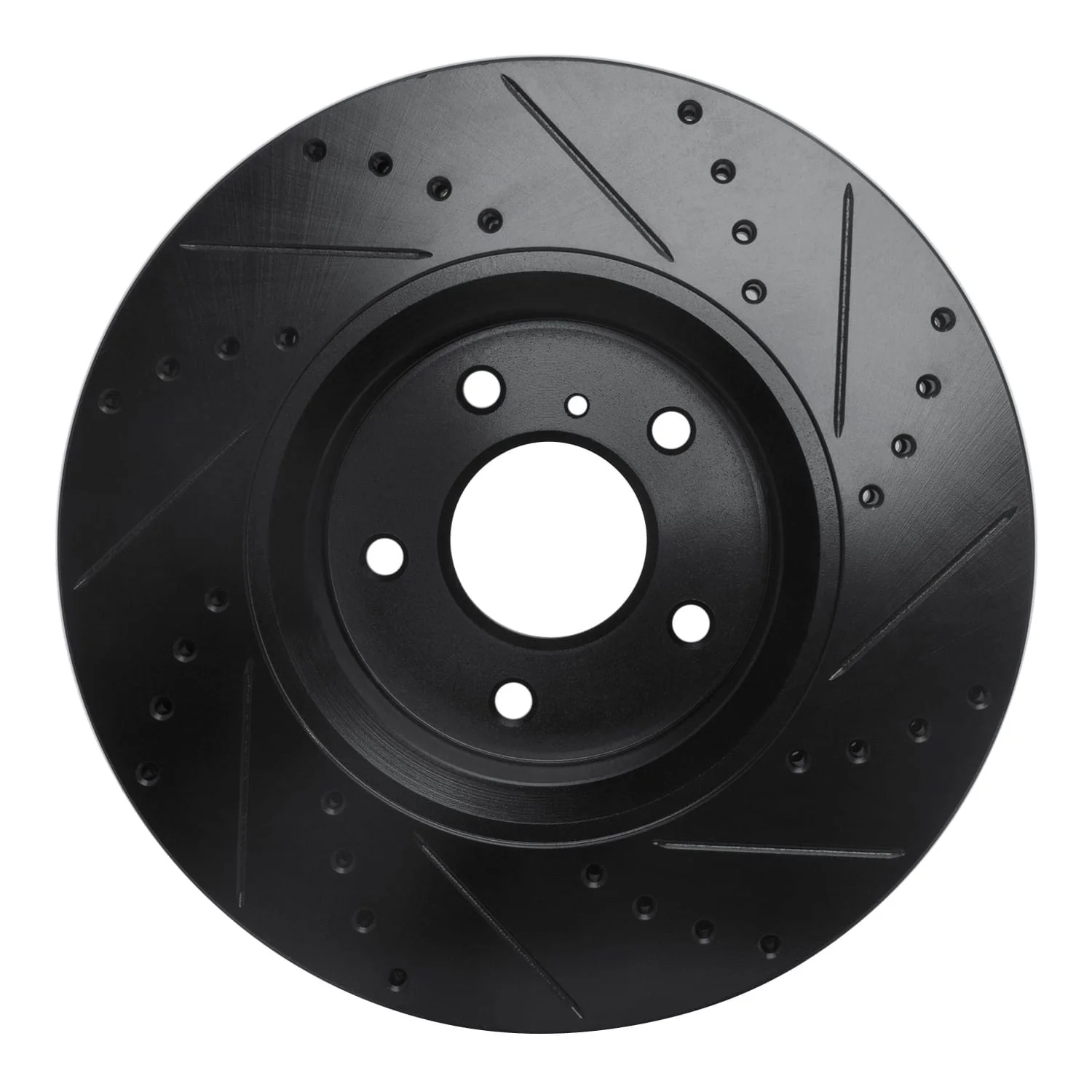R1 Concepts 05-14 Infiniti FX35 Front Left Drilled & Slotted Black Brake Rotor - Image 2